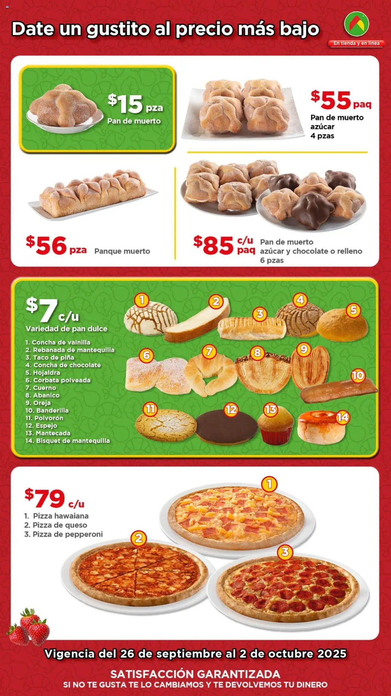Nuevas ofertas de Bodega Aurrerá válidas en toda la República Mexicana desde el 26.09.2025. ¡Encuentra las mejores ofertas en Bodega Aurrerá - Folleto Precio más Bajo! | Página: 4 | Productos: Pan, Chocolate, Pizza, Espejo