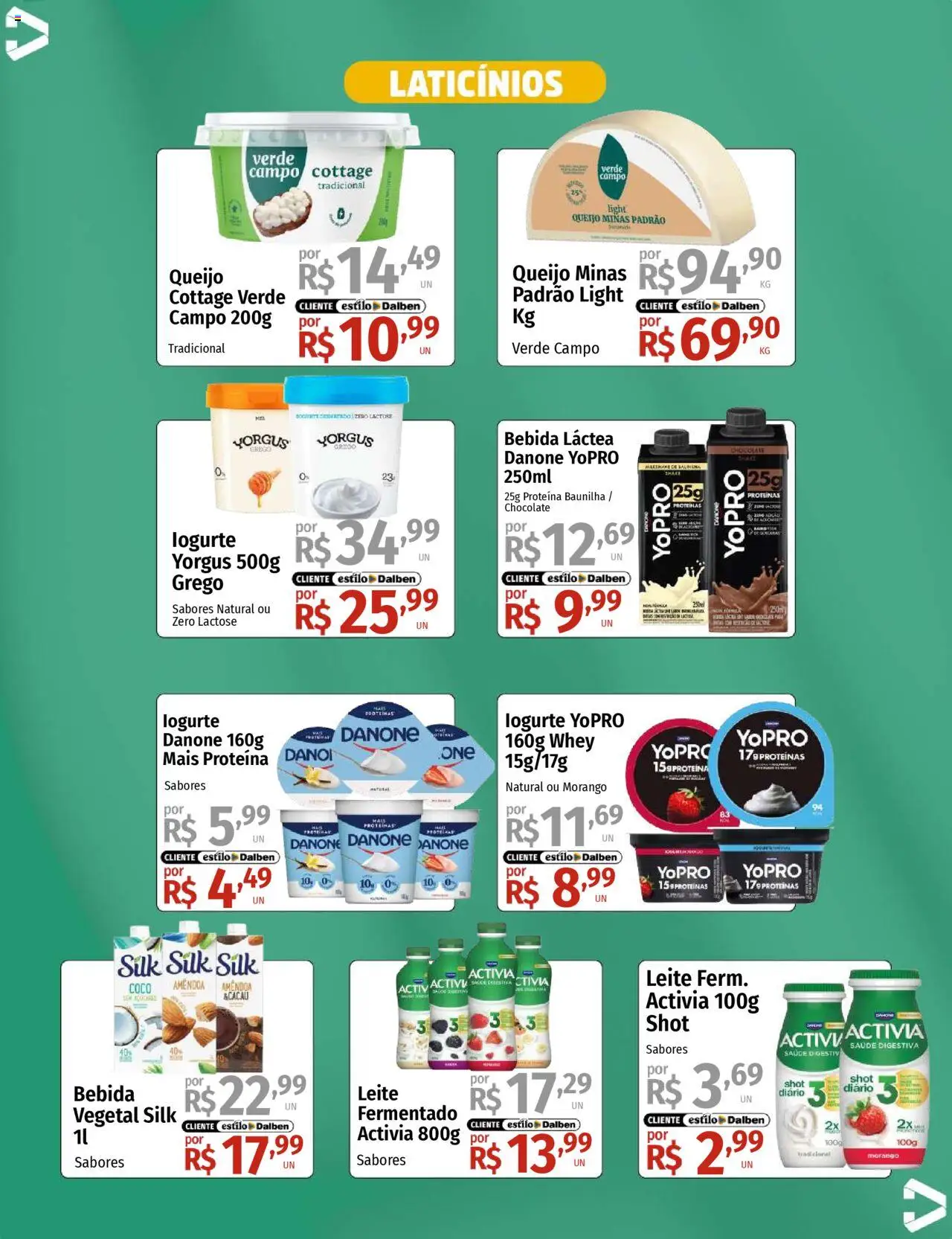 Supermercado Dalben Folheto - válido de 12.09.2025 | Página: 3 | Produtos: Leite, Chocolate, Cottage, Bebida