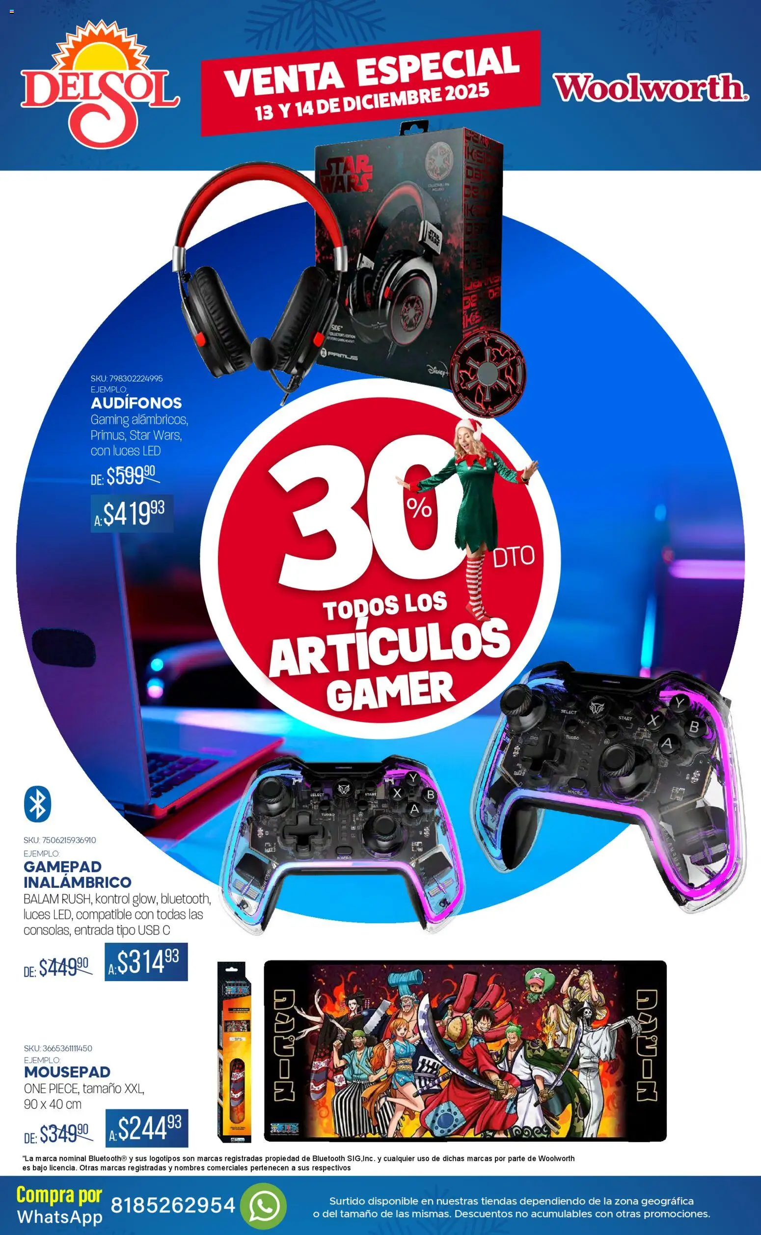 Nuevas ofertas de Del Sol y Woolworth válidas en toda la República Mexicana desde el 13.12.2025. ¡Encuentra las mejores ofertas en Del Sol y Woolworth catálogo Venta Especial de Navidad ! | Página: 15 | Productos: Usb, Audífonos