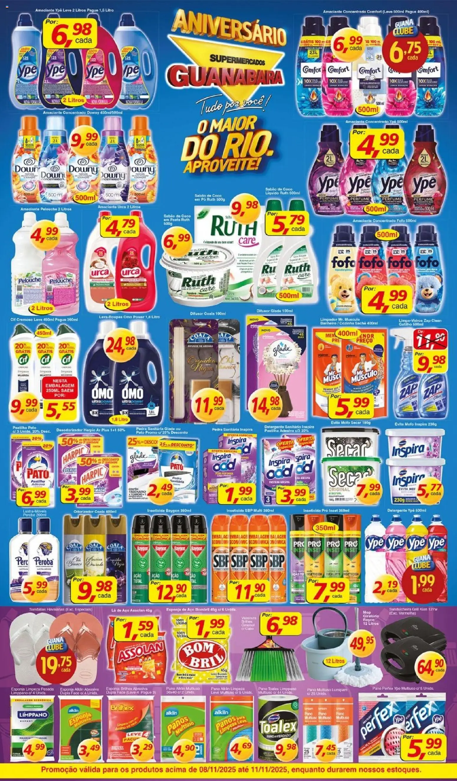 Supermercados Guanabara Folheto - válido de 08.11.2025 | Página: 11 | Produtos: Difusor, Amaciante urca, Sandálias, Pá