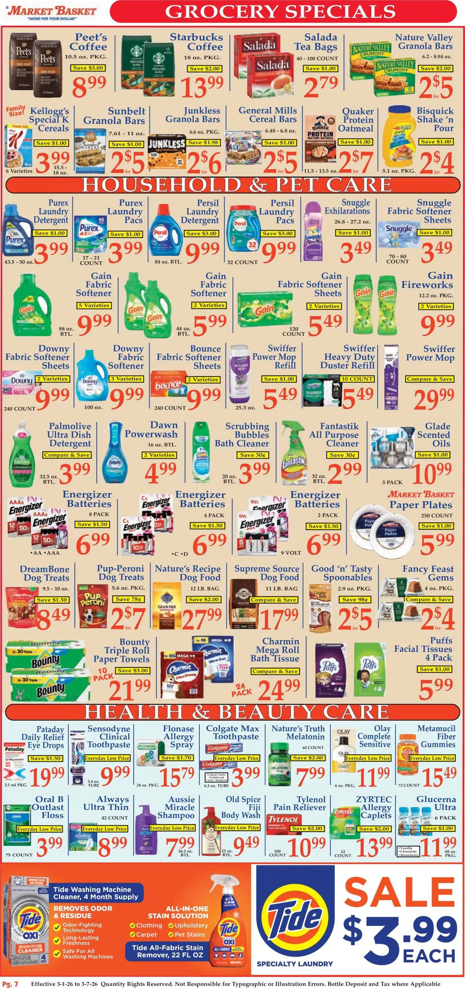Market Basket Ad - valid from 01.03.2026 | Page: 7 | Products: Bath, Coffee, Bag, Washing machine