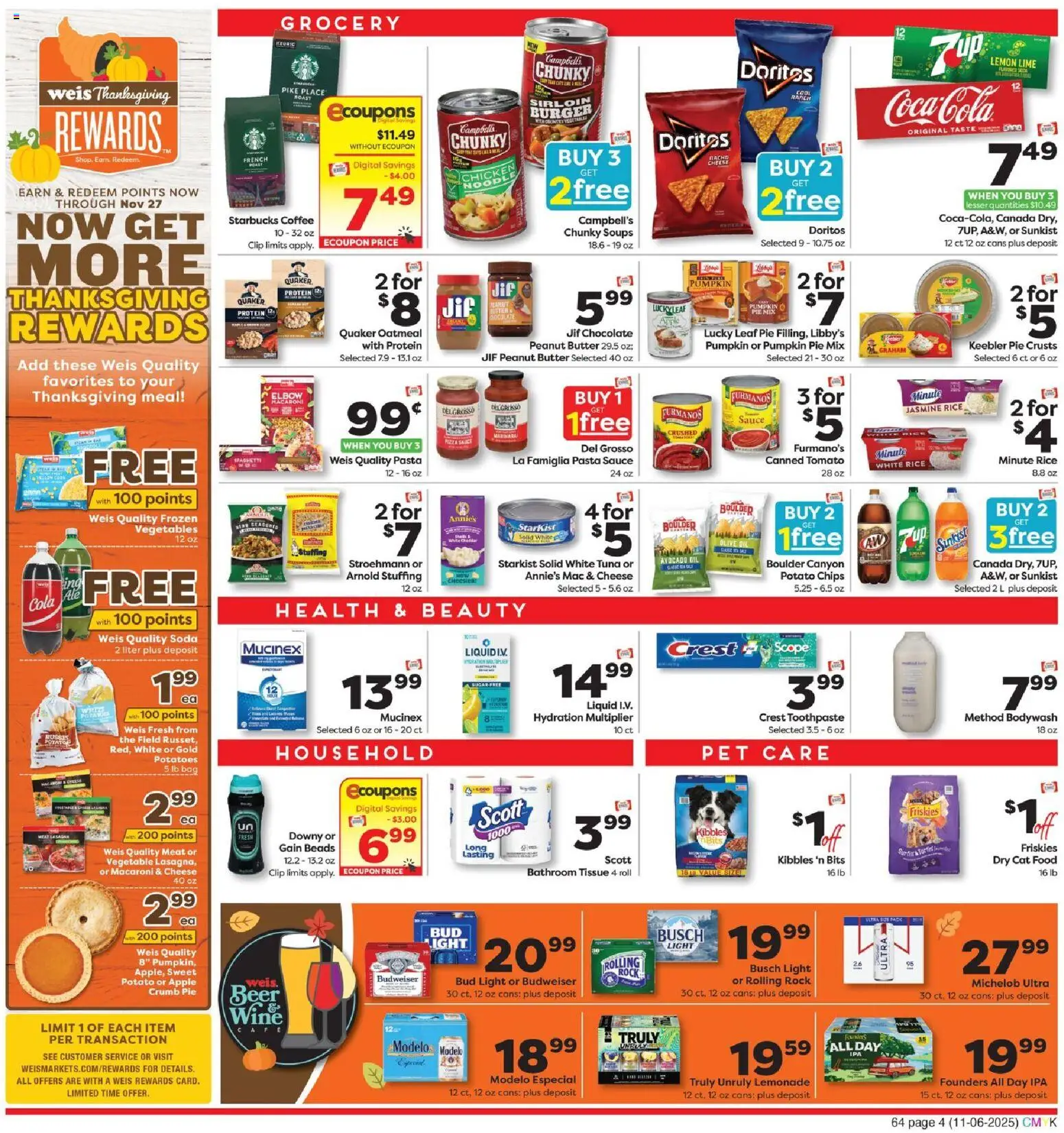 Weis Weekly Circular - NY - valid from 06.11.2025 | Page: 4 | Products: Clip, Beer, Chips, Sugar