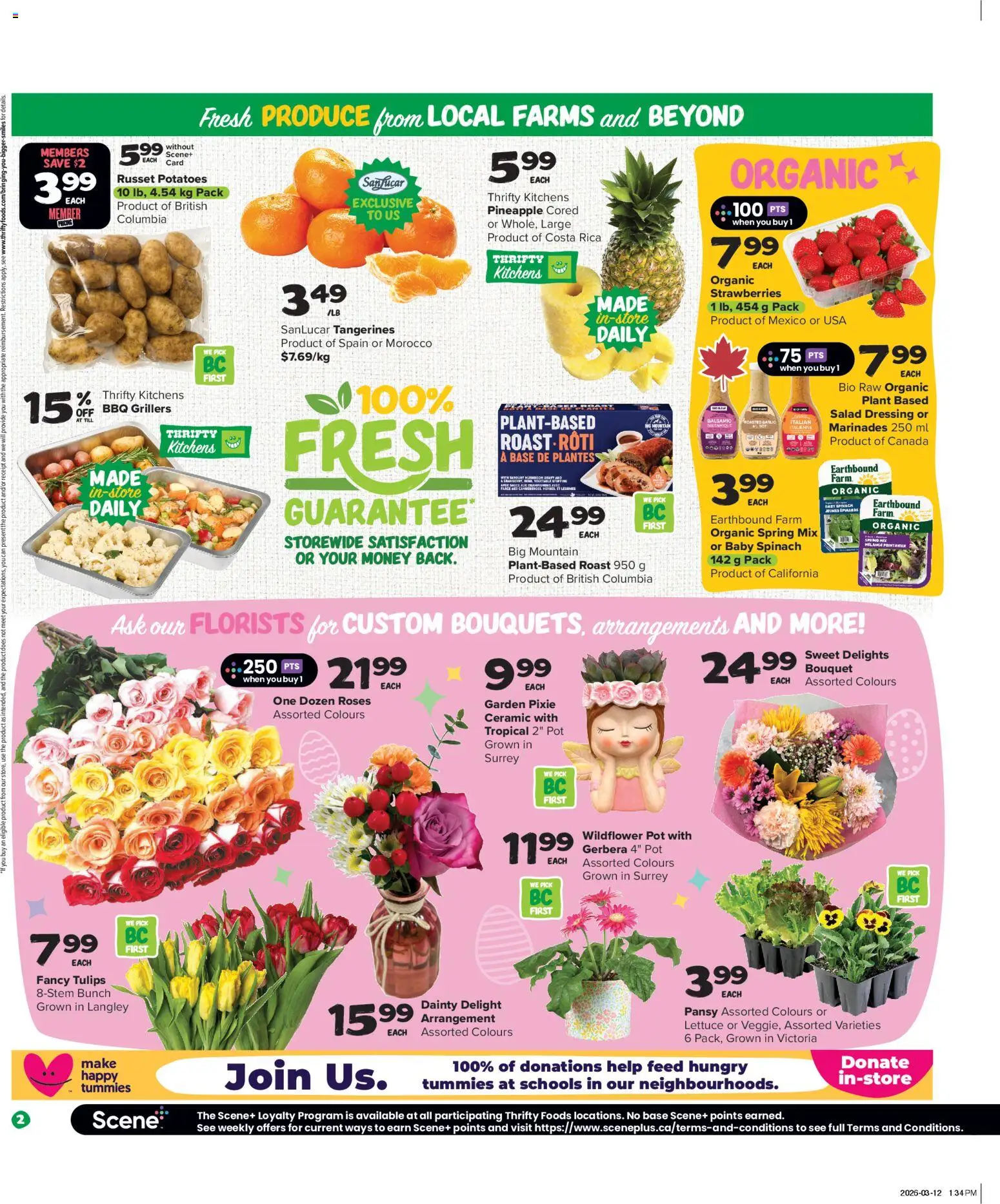 Thrifty Foods flyer valid from 26.03.2026 | Page: 3 | Products: Pineapple, Strawberries, Salad, Potatoes