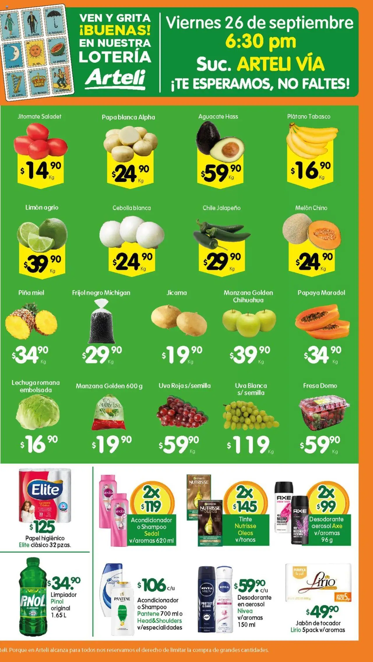 Nuevas ofertas de Arteli válidas en toda la República Mexicana desde el 23.09.2025. ¡Encuentra las mejores ofertas en Arteli - Folleto Tuxpan! | Página: 2 | Productos: Cebolla, Papa, Manzana, Papel higiénico