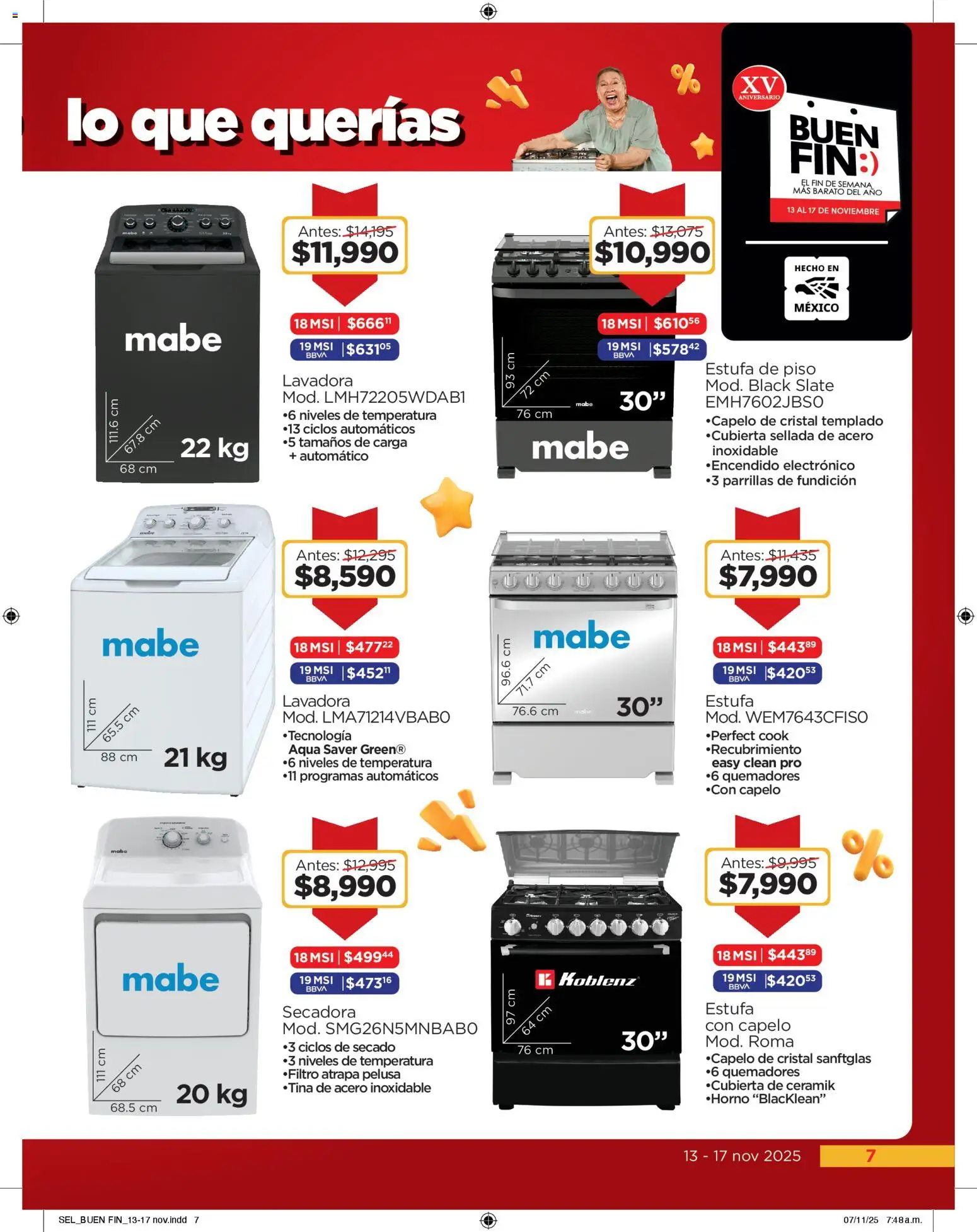 Nuevas ofertas de Chedraui válidas en toda la República Mexicana desde el 13.11.2025. ¡Encuentra las mejores ofertas en Chedraui Buen Fin! | Página: 7 | Productos: Secadora, Lavadora