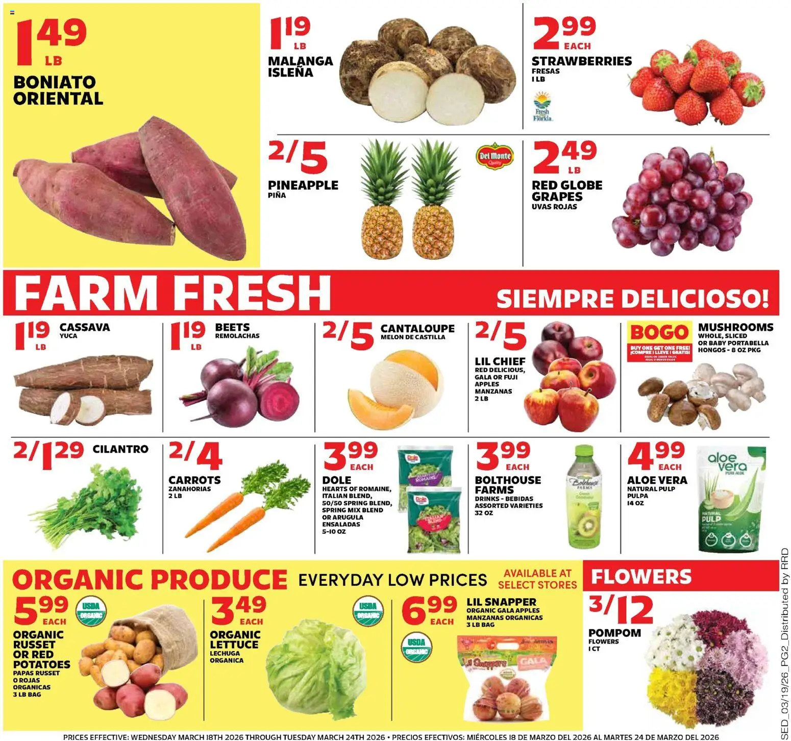 Sedano's Weekly Ad - valid from 18.03.2026 | Page: 2 | Products: Mushrooms, Aloe Vera, Grapes, Bag