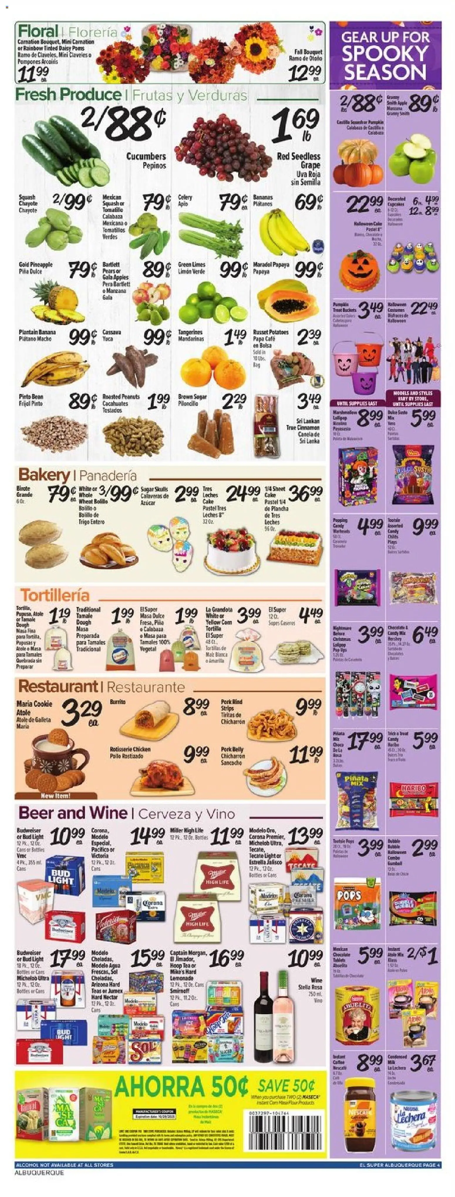 El Super Weekly Ad - valid from 22.10.2025 | Page: 4 | Products: Chocolate, Bananas, Pineapple, Cucumbers