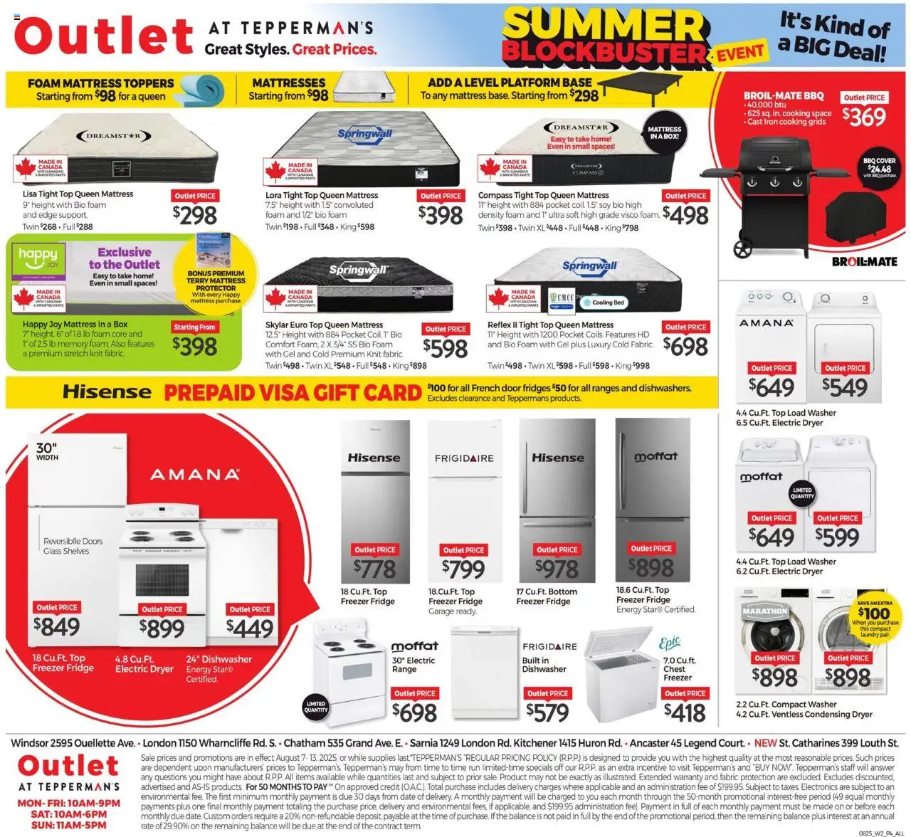 Tepperman's flyer valid from 07.08.2025 | Page: 4 | Products: Freezer, Dishwasher, Bed, Box