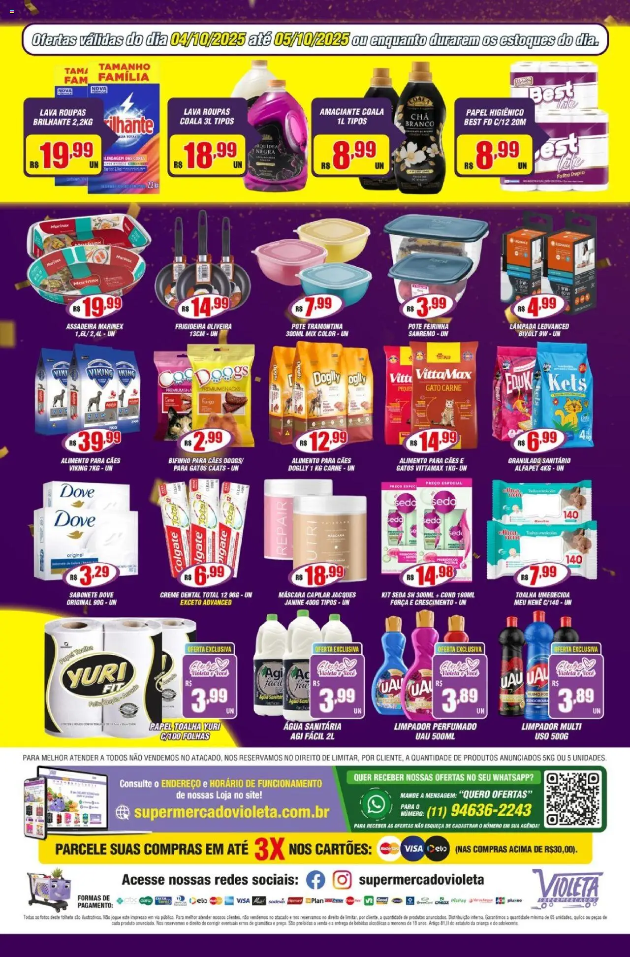 Violeta Supermercados Folheto - válido de 04.10.2025 | Página: 8 | Produtos: Roupas, Granulado, Assadeira, Amaciante