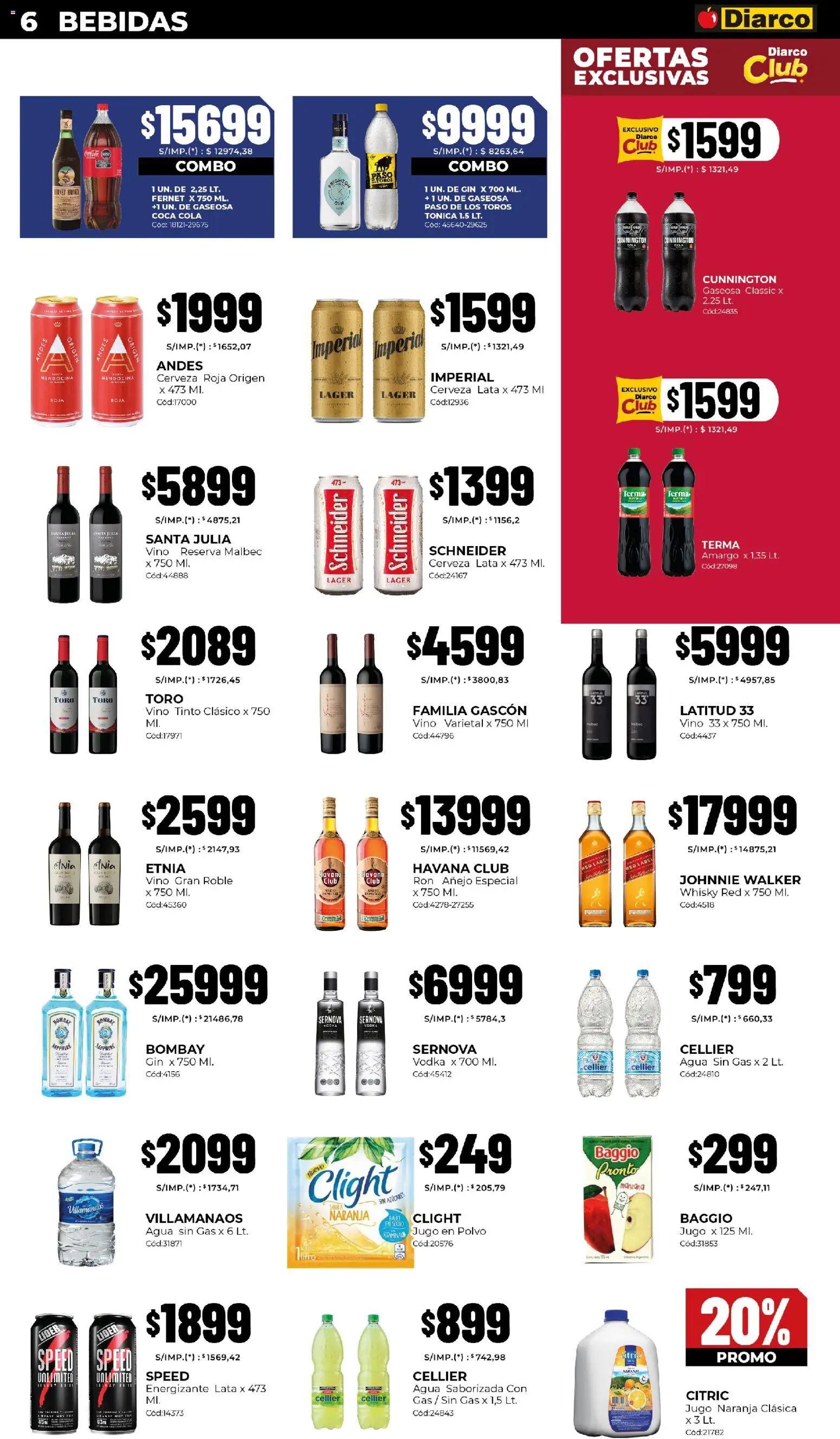 Diarco - Ofertas Pueblo Interior │ válido desde el 27.10.2025 | Página: 6 | Productos: Gin, Gaseosa, Manzana, Agua saborizada