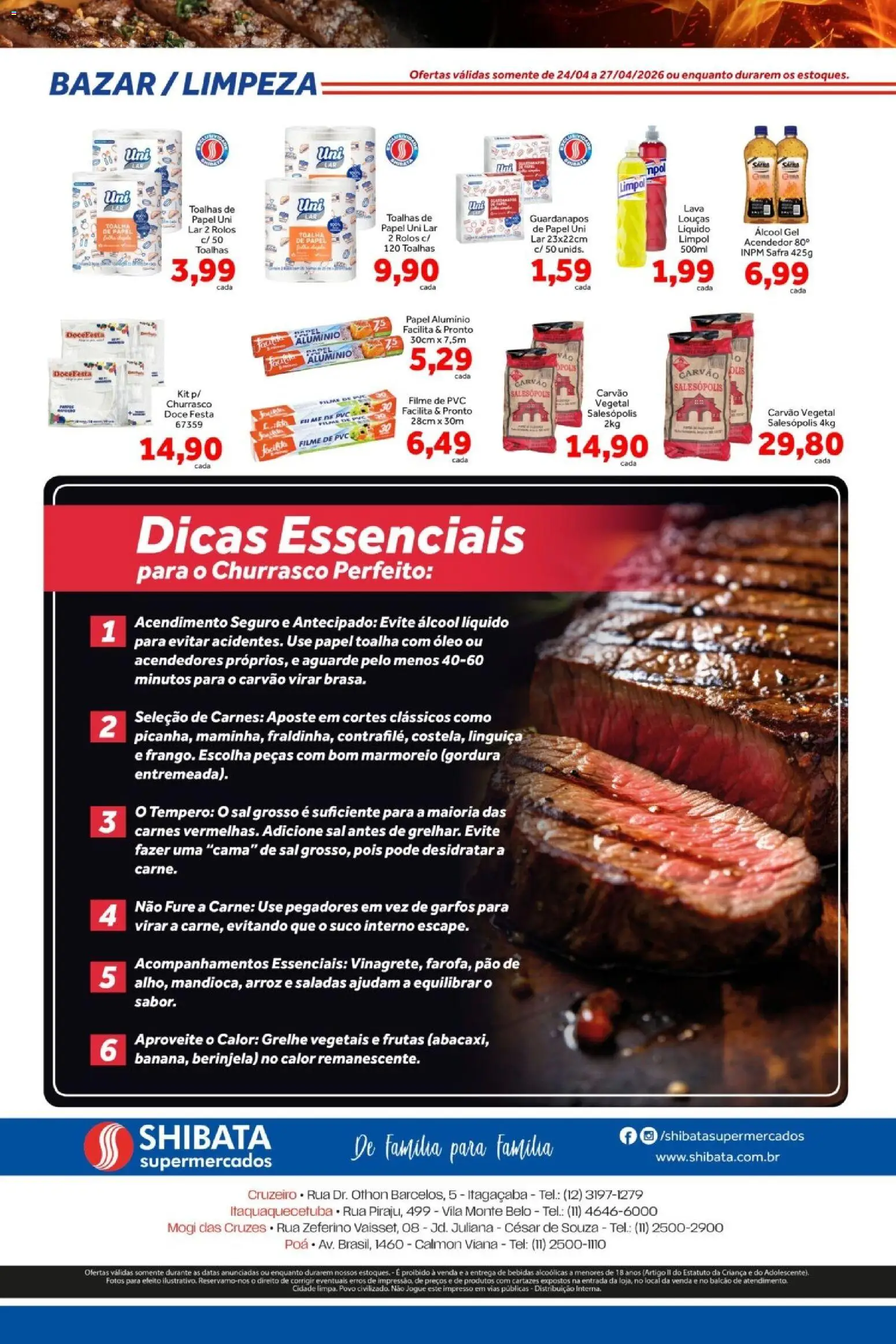 Shibata Folheto - válido de 24.04.2026 | Página: 4 | Produtos: Carvão vegetal, Berinjela, Poá, Sal