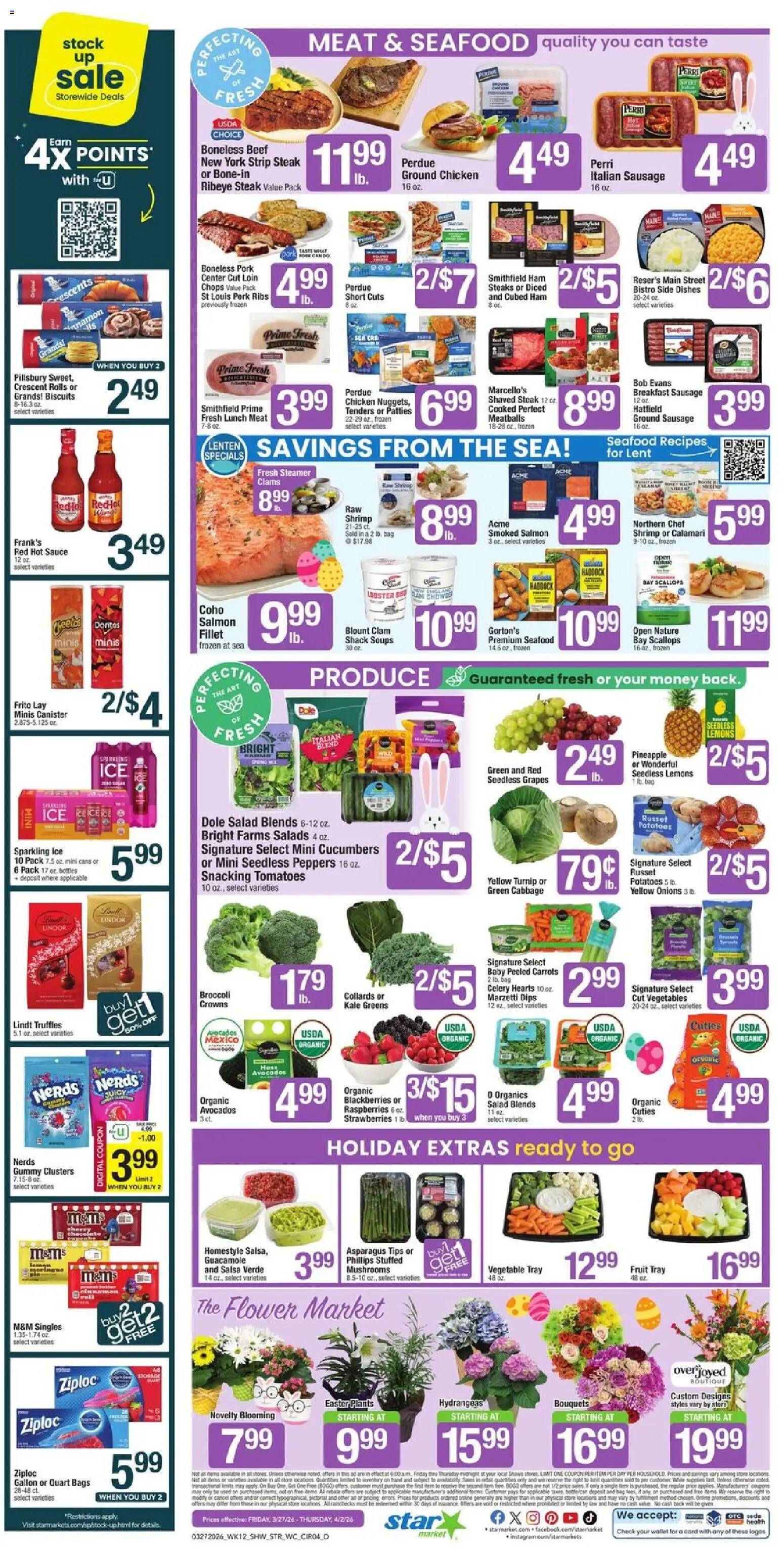 Star Market Weekly Ad - valid from 27.03.2026 | Page: 4 | Products: Mushrooms, Chocolate, Grapes, Steamer