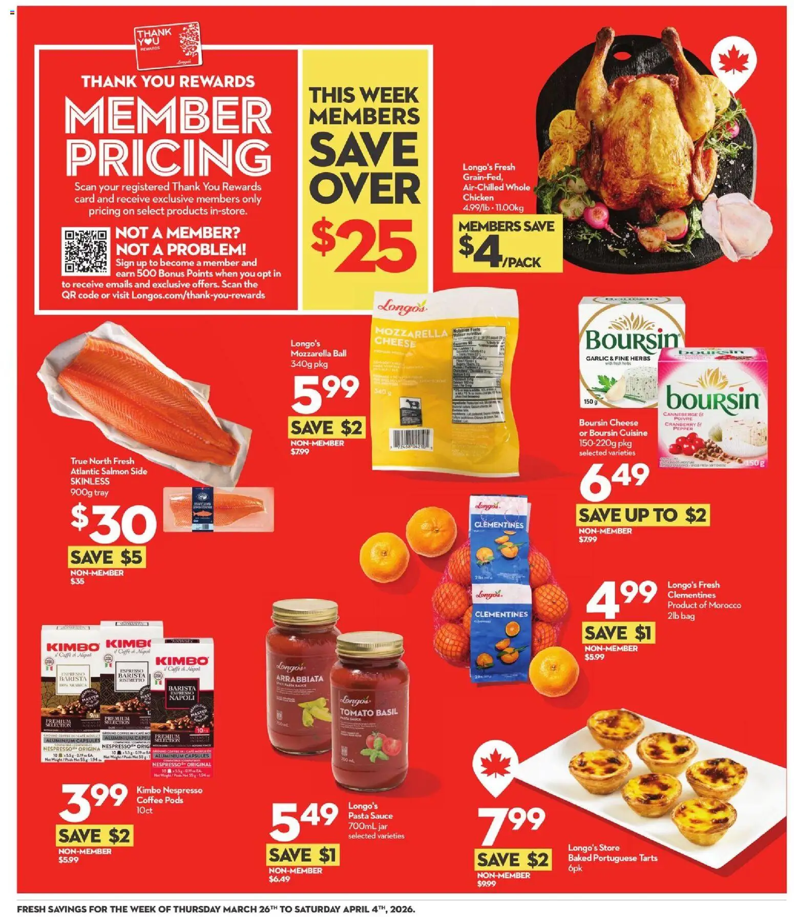 Longo's flyer valid from 26.03.2026 | Page: 13 | Products: Pasta, Bag, Cheese, Chicken