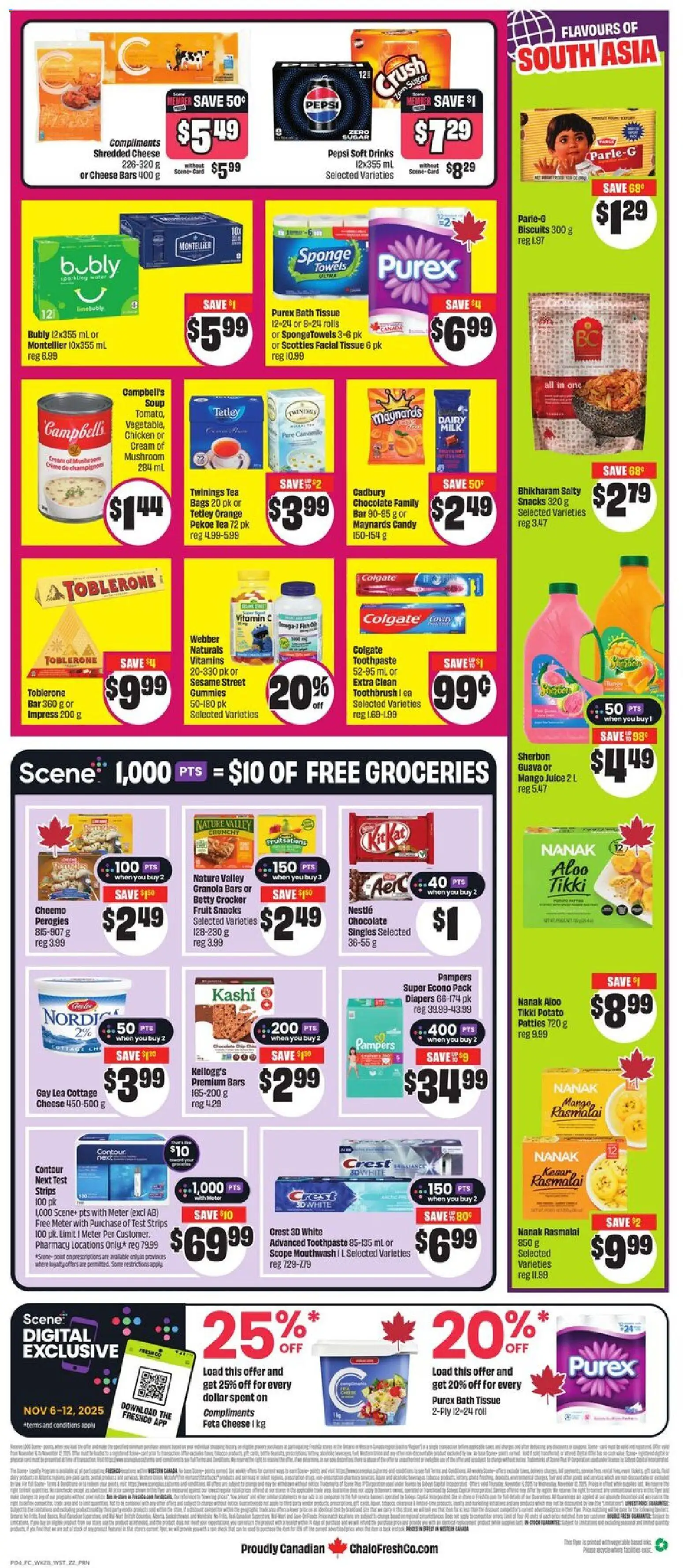 FreshCo flyer valid from 06.11.2025 | Page: 2 | Products: Sponge, Toothpaste, Bath, Cheese