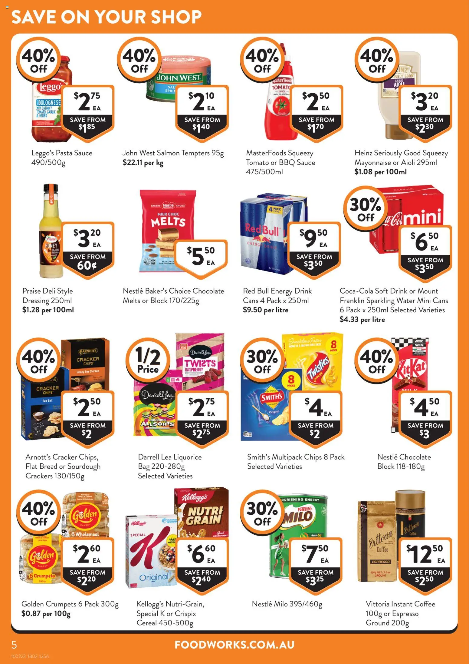 Foodworks catalogue - valid from 18.02.2026 | Page: 5 | Products: Cheese, Pasta, Mayonnaise, Sauce
