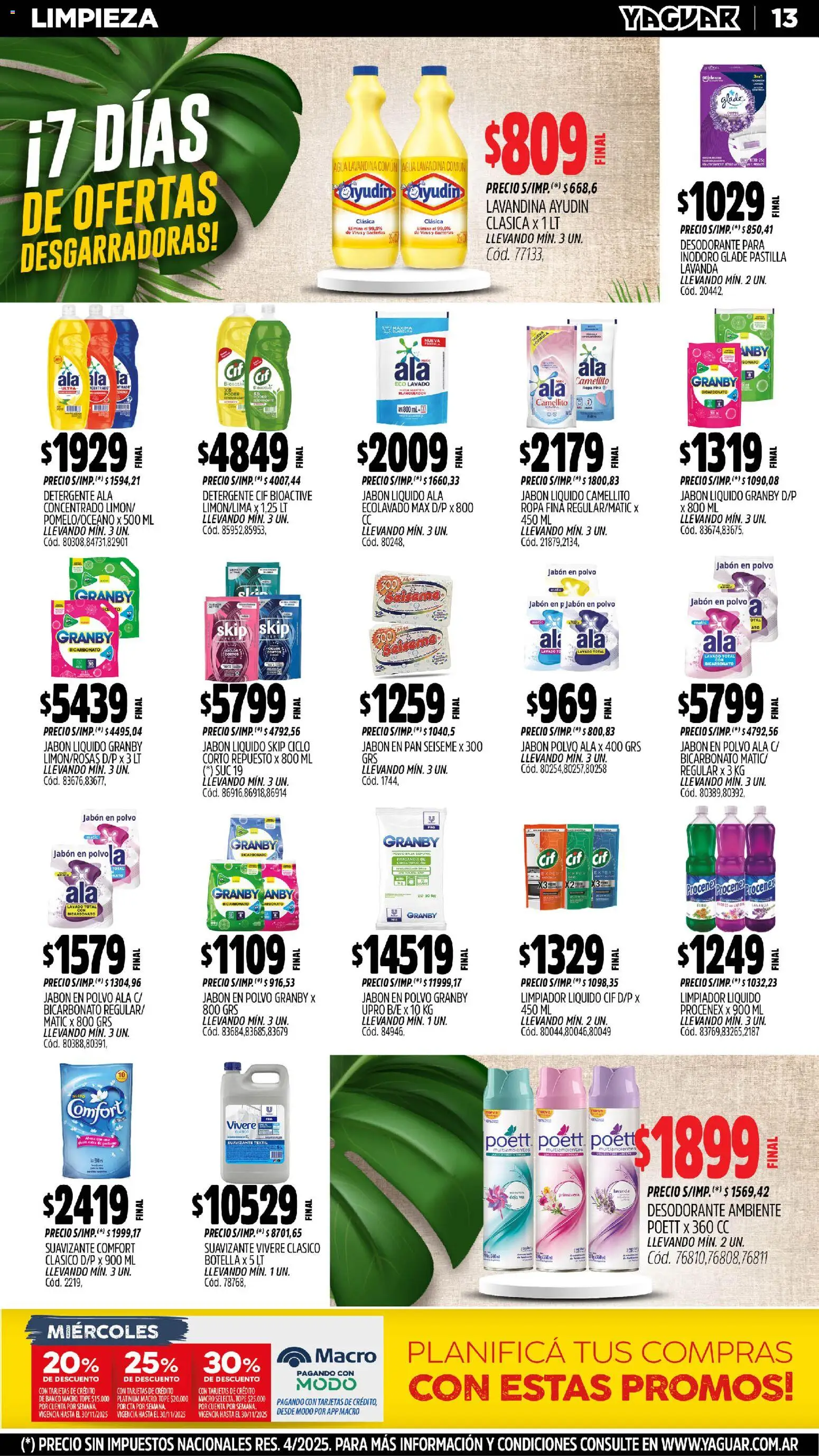 Yaguar - Trelew │ válido desde el 03.11.2025 | Página: 15 | Productos: Botella, Banco, Ropa, Suavizante