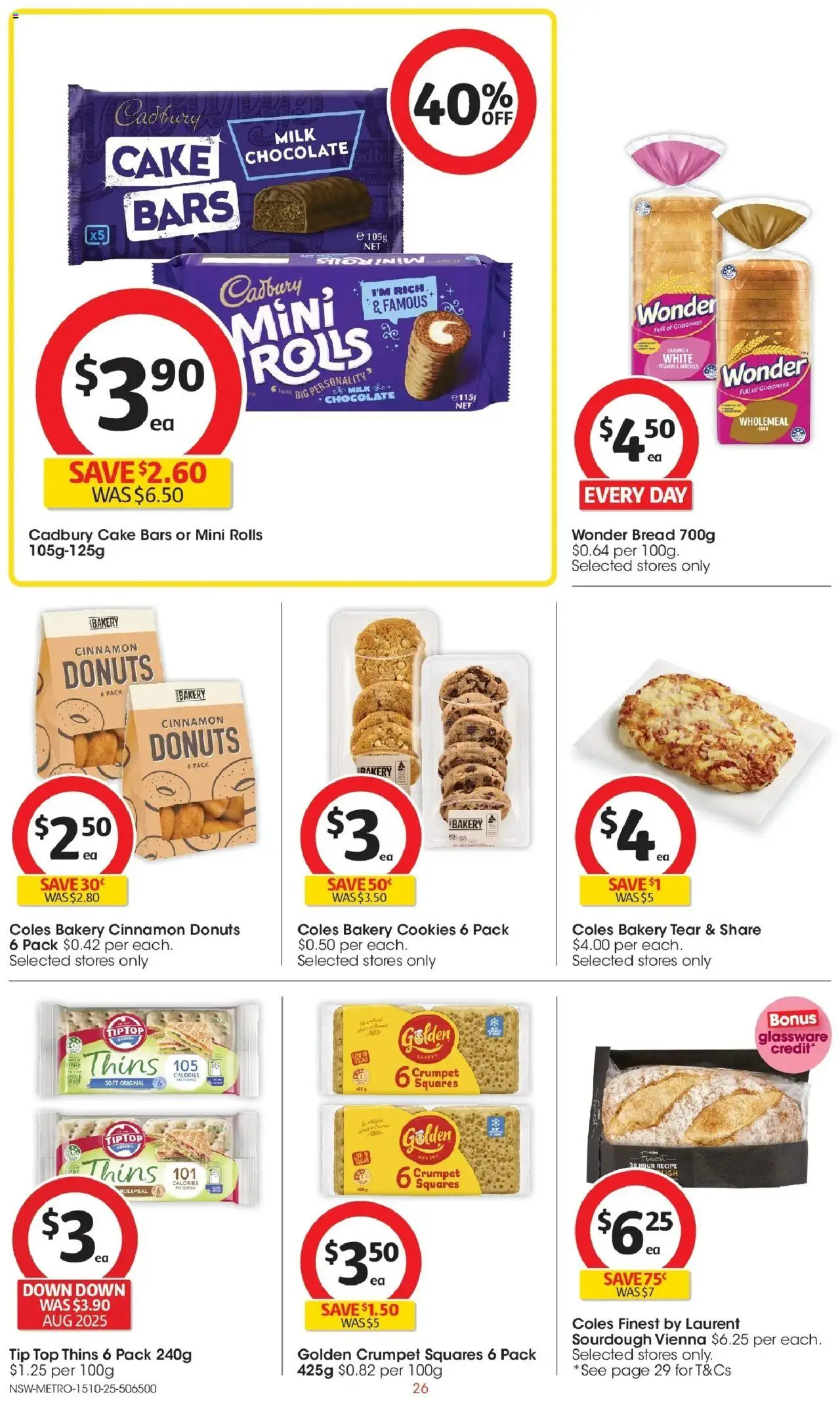 Coles catalogue - valid from 15.10.2025 | Page: 26 | Products: Bread, Chocolate, Glassware, Bakery