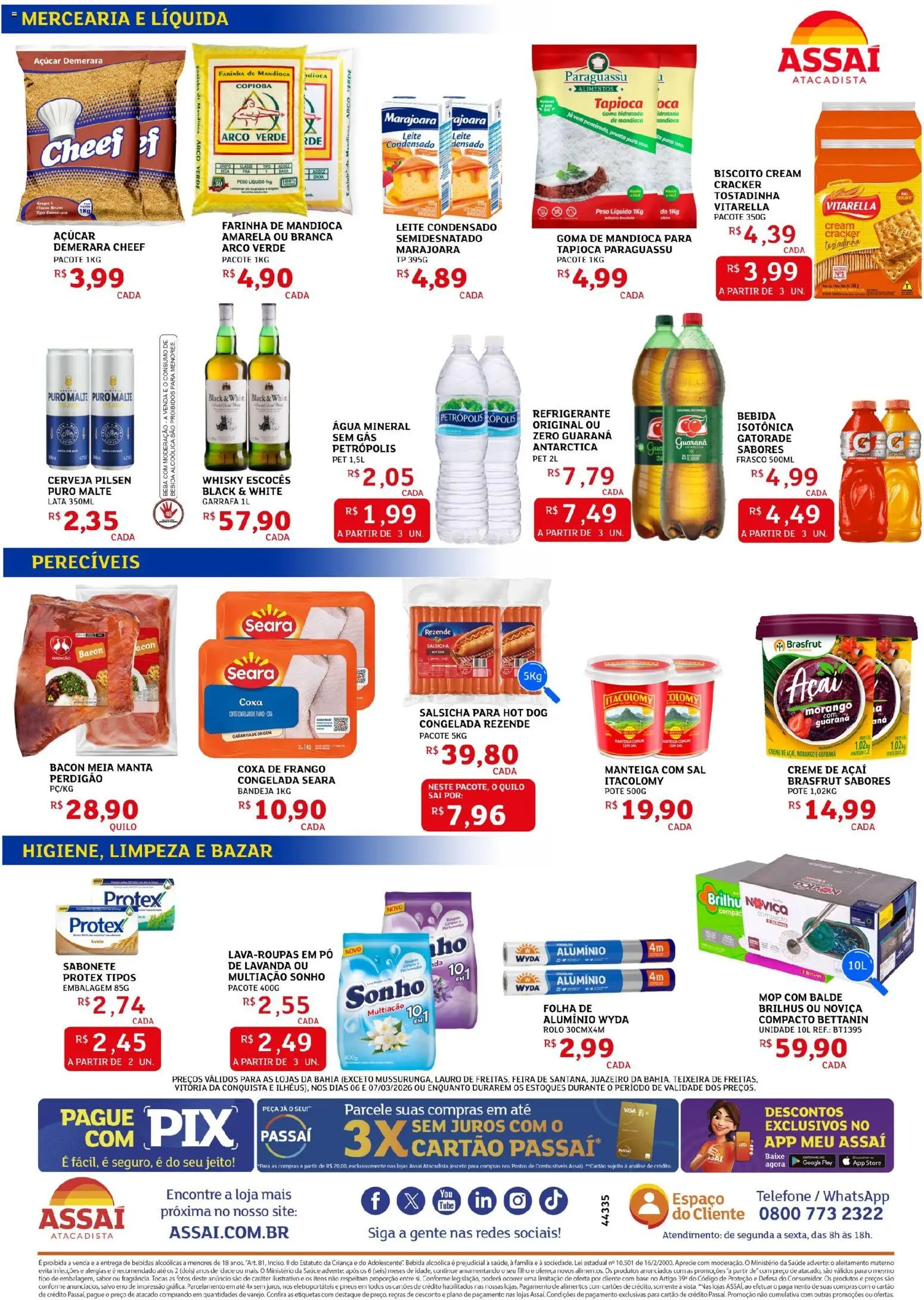 Assaí Atacadista Folheto - válido de 06.03.2026 | Página: 2 | Produtos: Bandeja, Açúcar, Refrigerante, Cream cracker