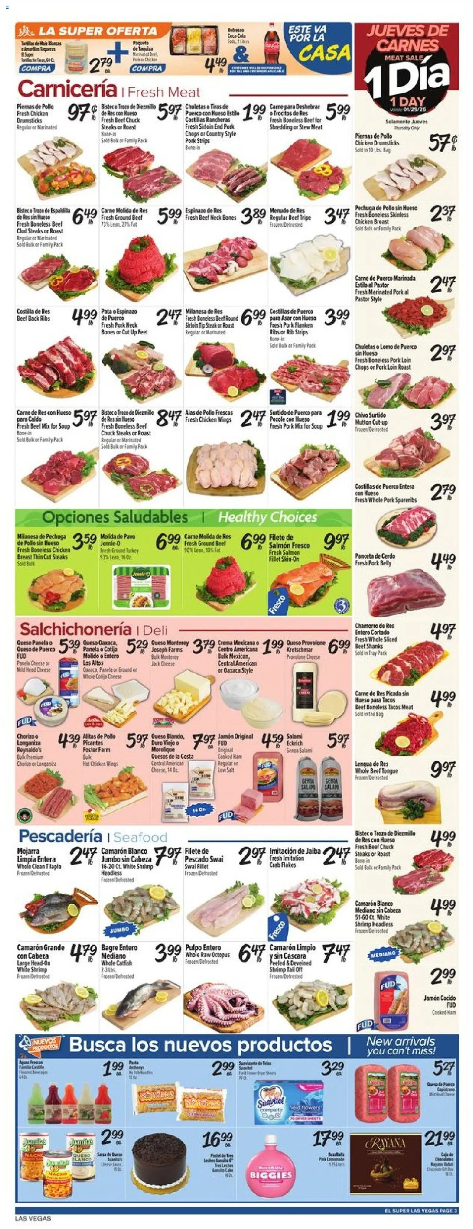 El Super Weekly Ad - NV - valid from 28.01.2026 | Page: 3 | Products: Cheese, Salami, Flakes, Seafood