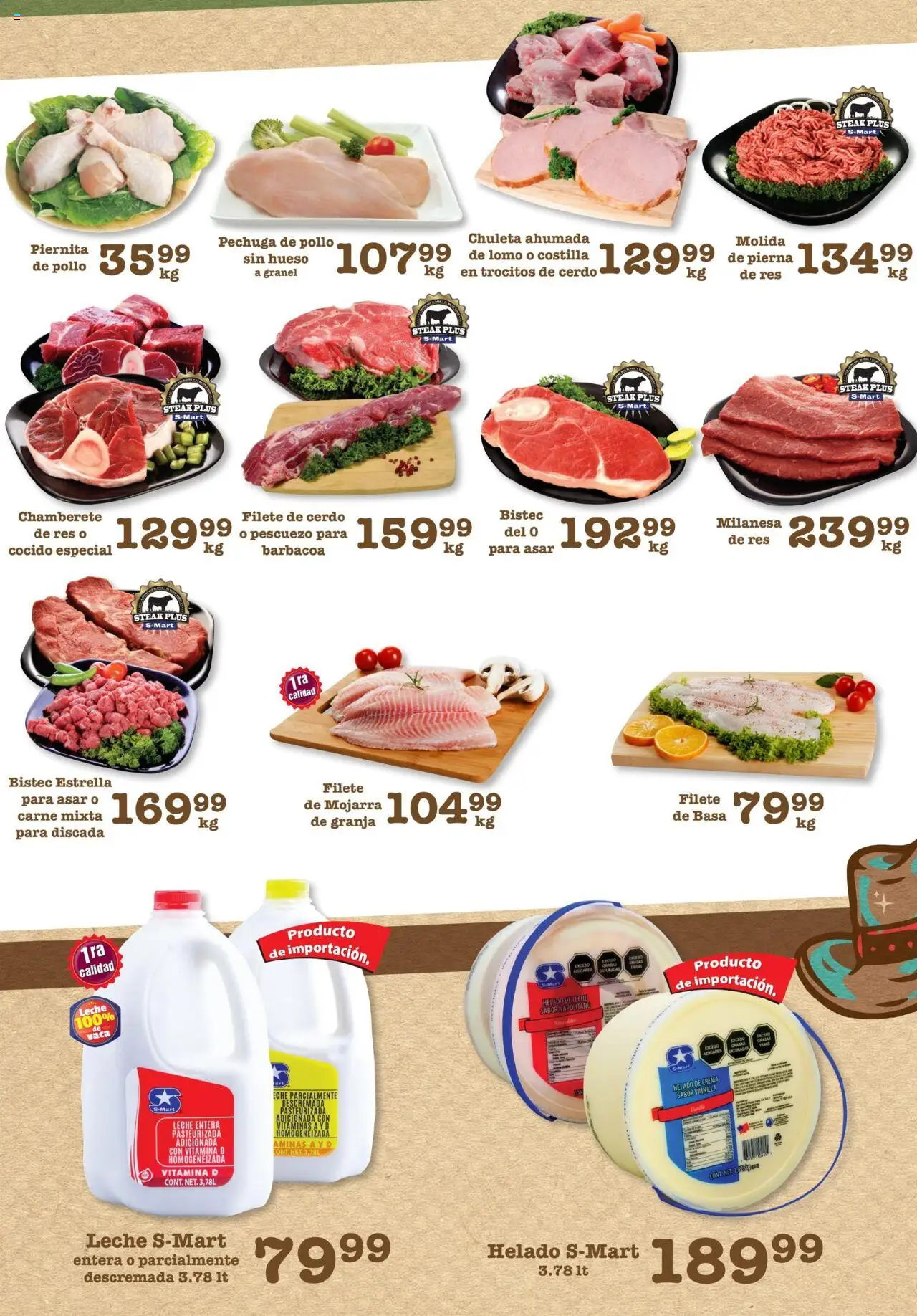 Nuevas ofertas de S-Mart válidas en toda la República Mexicana desde el 29.07.2025. ¡Encuentra las mejores ofertas en S-Mart - Folleto - Matamoros! | Página: 4 | Productos: Pollo, Leche, Res, Helado
