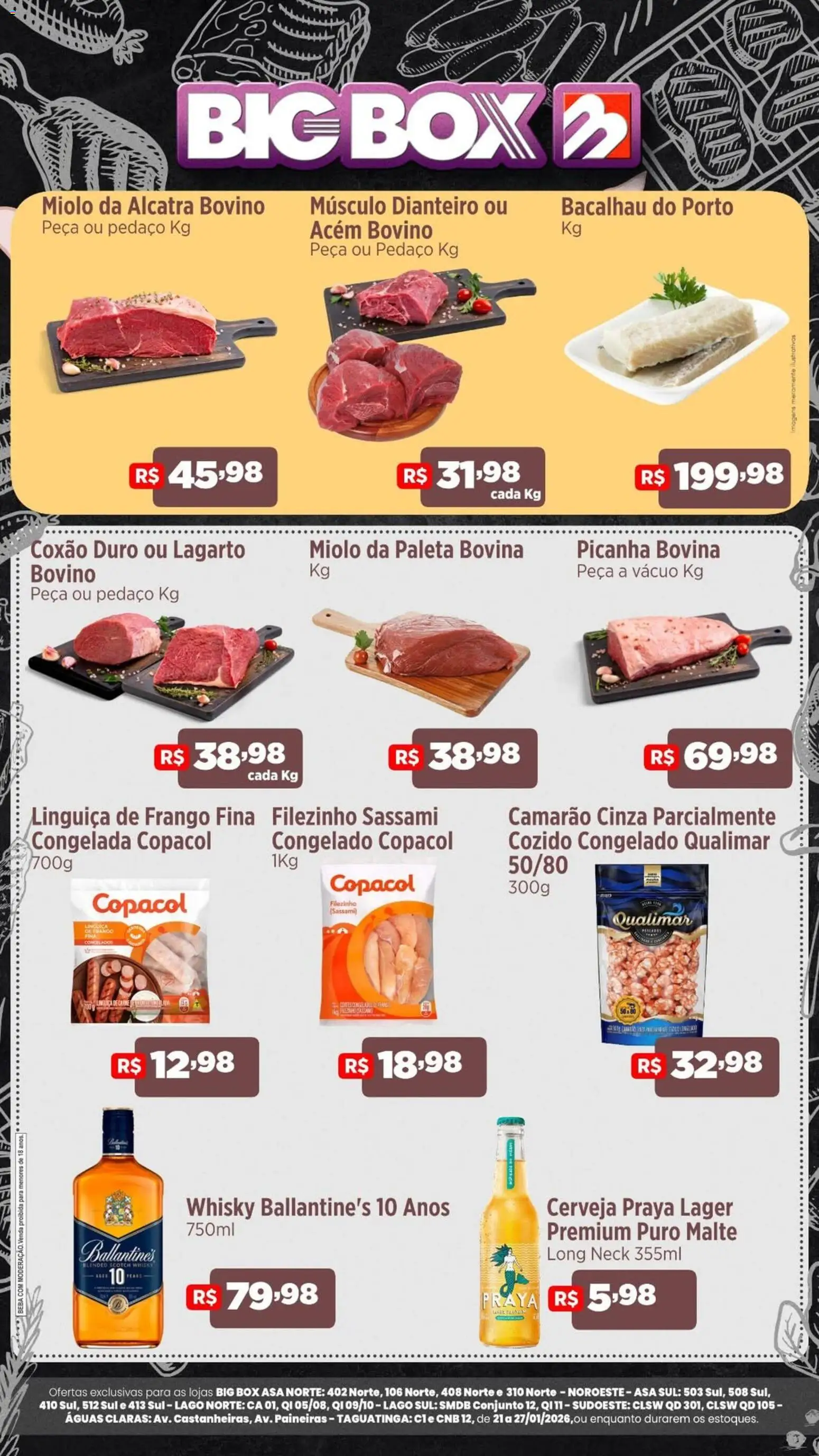 Big Box Folheto - válido de 21.01.2026 | Página: 1 | Produtos: Whisky, Picanha, Cerveja, Frango