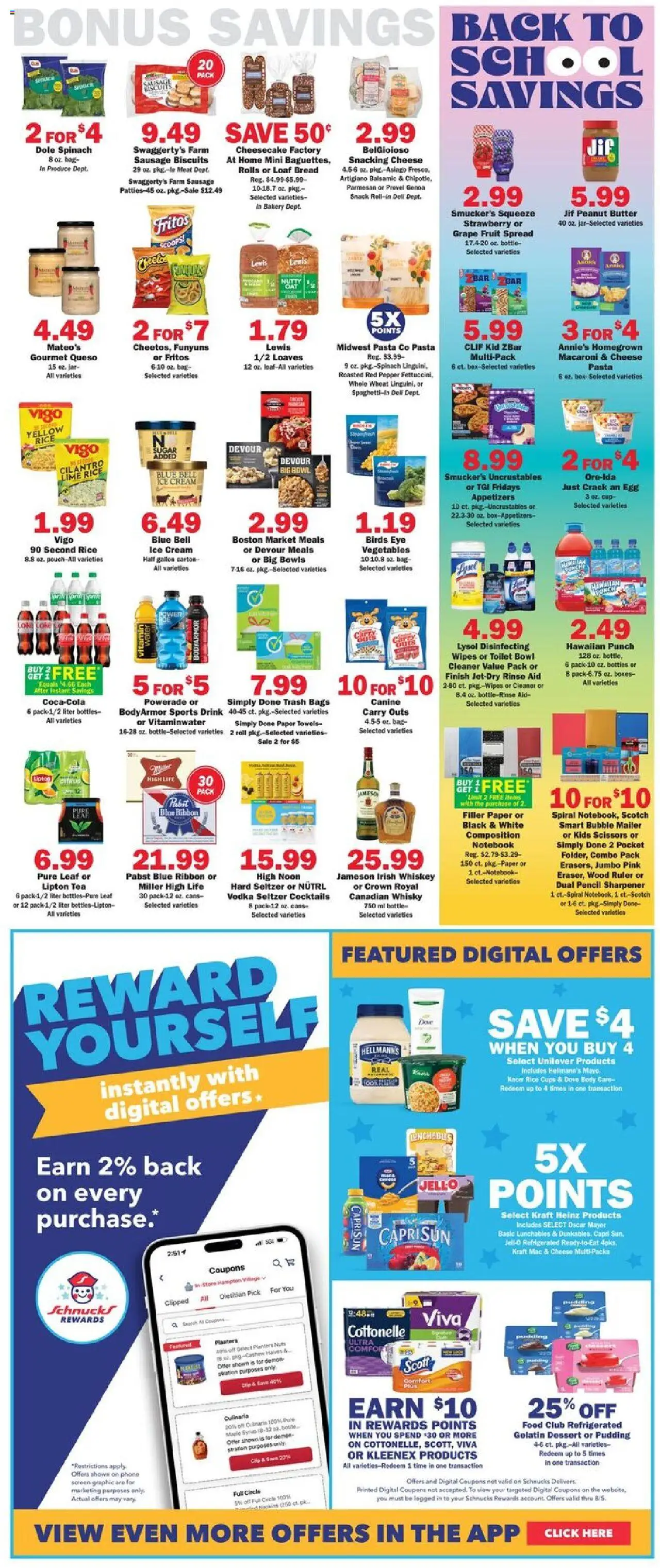 Schnucks Weekly Print Ad - IN - valid from 30.07.2025 | Page: 5 | Products: Rice, Whiskey, Sugar, Sausage