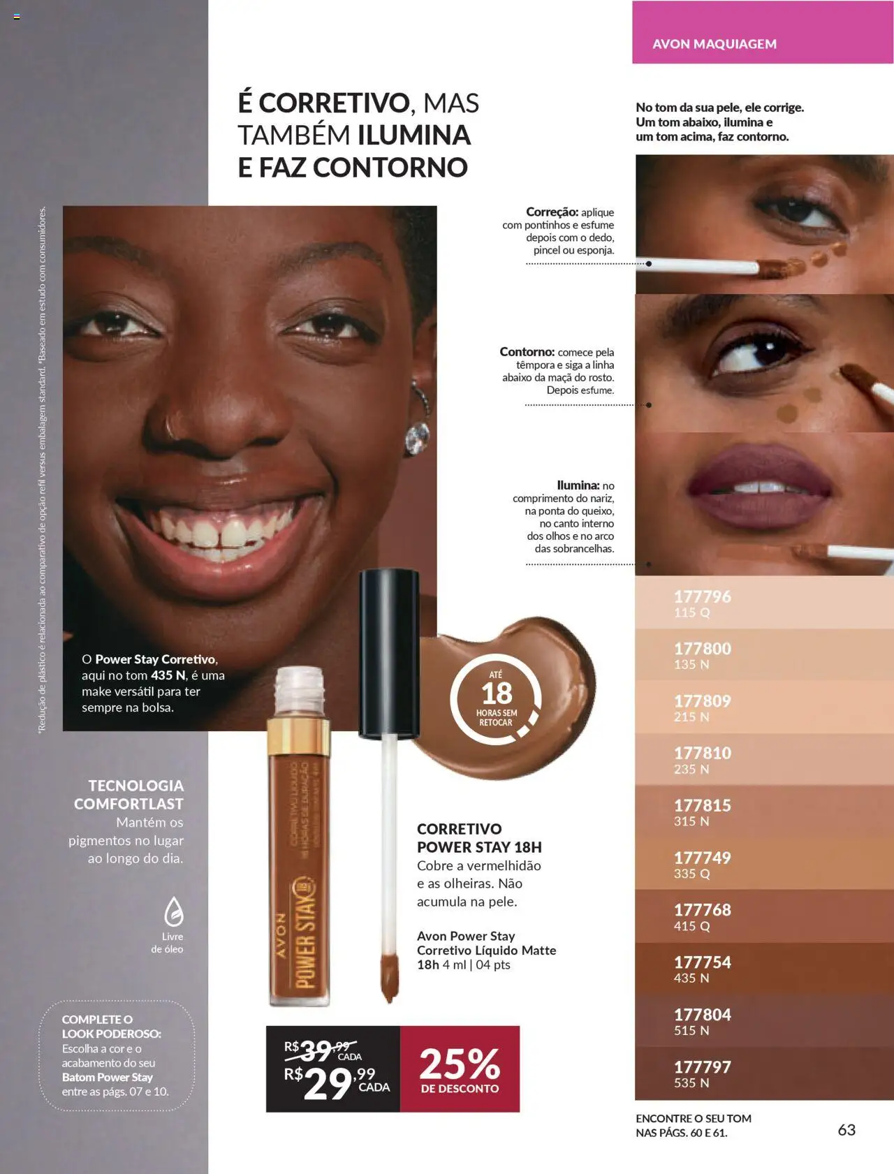 Avon Folheto - válido de 07.10.2025 | Página: 63 | Produtos: Maquiagem, Pincel, Batom, Óleo
