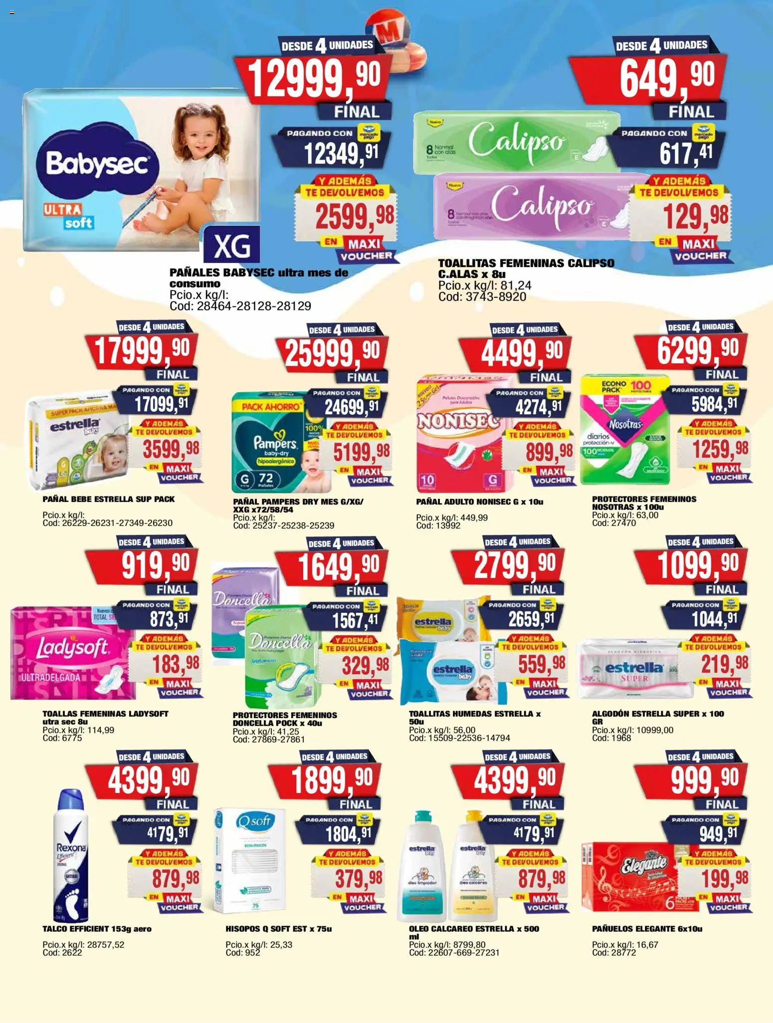 Maxiconsumo ofertas │ válido desde el 05.01.2026 | Página: 28 | Productos: Toallas, Té, Pañales, Toallitas femeninas