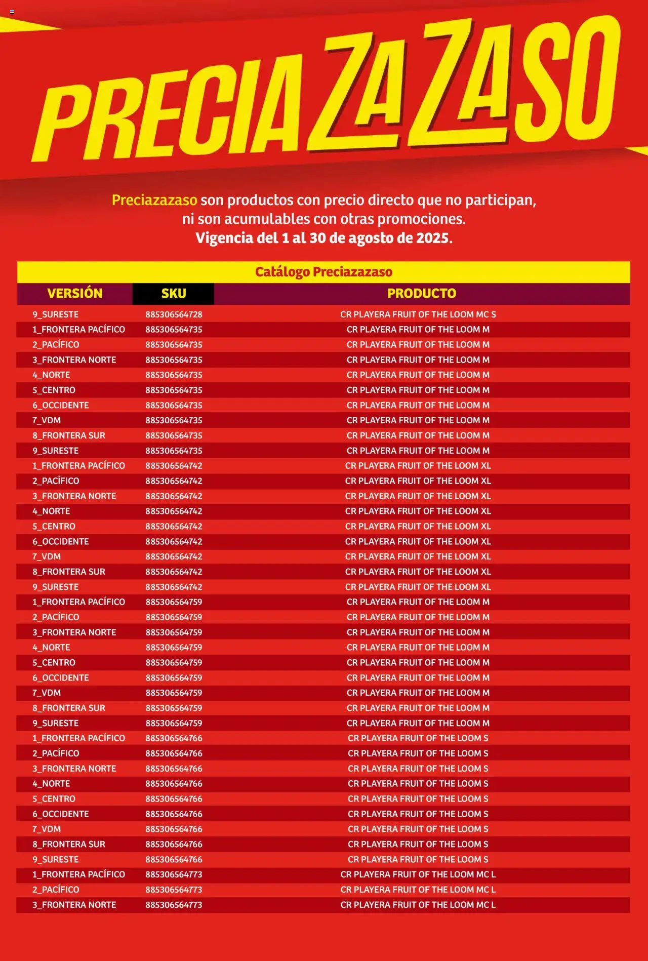 Nuevas ofertas de Soriana válidas en toda la República Mexicana desde el 01.08.2025. ¡Encuentra las mejores ofertas en Soriana - Catálogo Preciazazaso Mercado Nacional! | Página: 236 | Productos: Playera