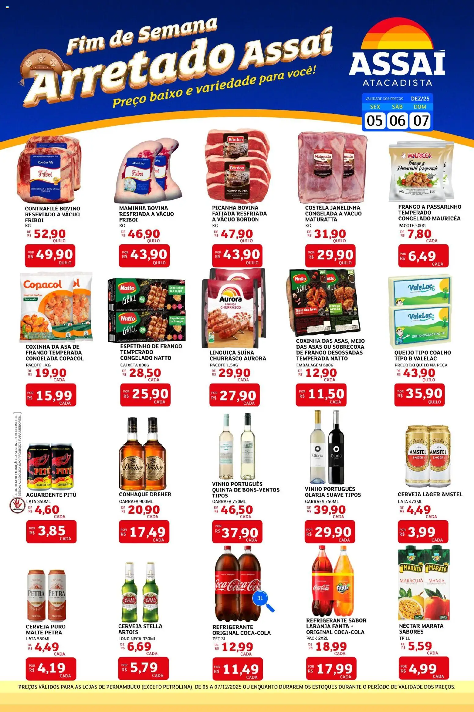 Assaí Atacadista Folheto - válido de 05.12.2025 | Página: 1 | Produtos: Pera, Contra filé, Queijo, Vinho