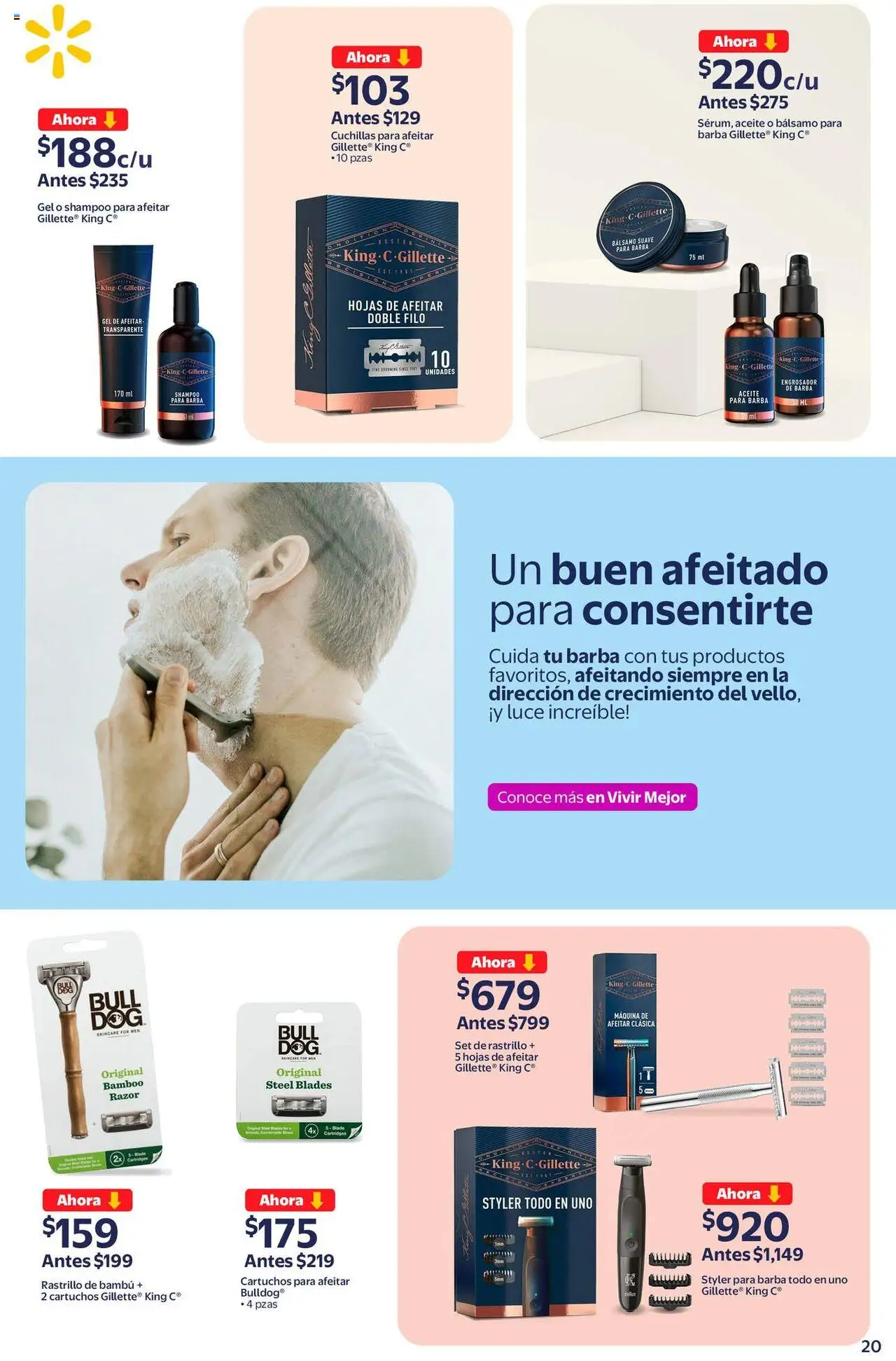 Nuevas ofertas de Walmart válidas en toda la República Mexicana desde el 19.09.2025. ¡Encuentra las mejores ofertas en Walmart - Folleto la belleza! | Página: 20 | Productos: Rastrillo, Aceite, Bálsamo