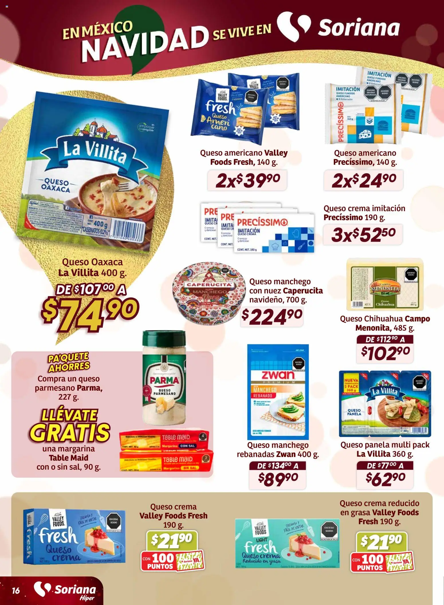 Nuevas ofertas de Soriana válidas en toda la República Mexicana desde el 27.11.2025. ¡Encuentra las mejores ofertas en Soriana - Preciazazaso Híper: Valle de México! | Página: 17 | Productos: Sal, Queso crema, Crema, Nuez