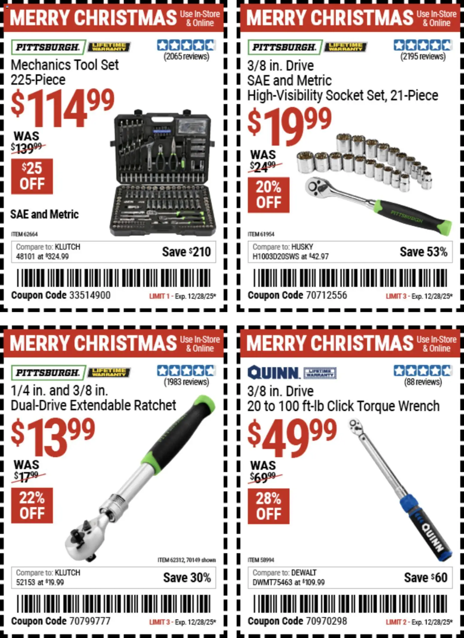 Harbor Freight Christmas Coupon Deals - valid from 15.12.2025 | Page: 11 | Products: Socket, Wrench, Ratchet