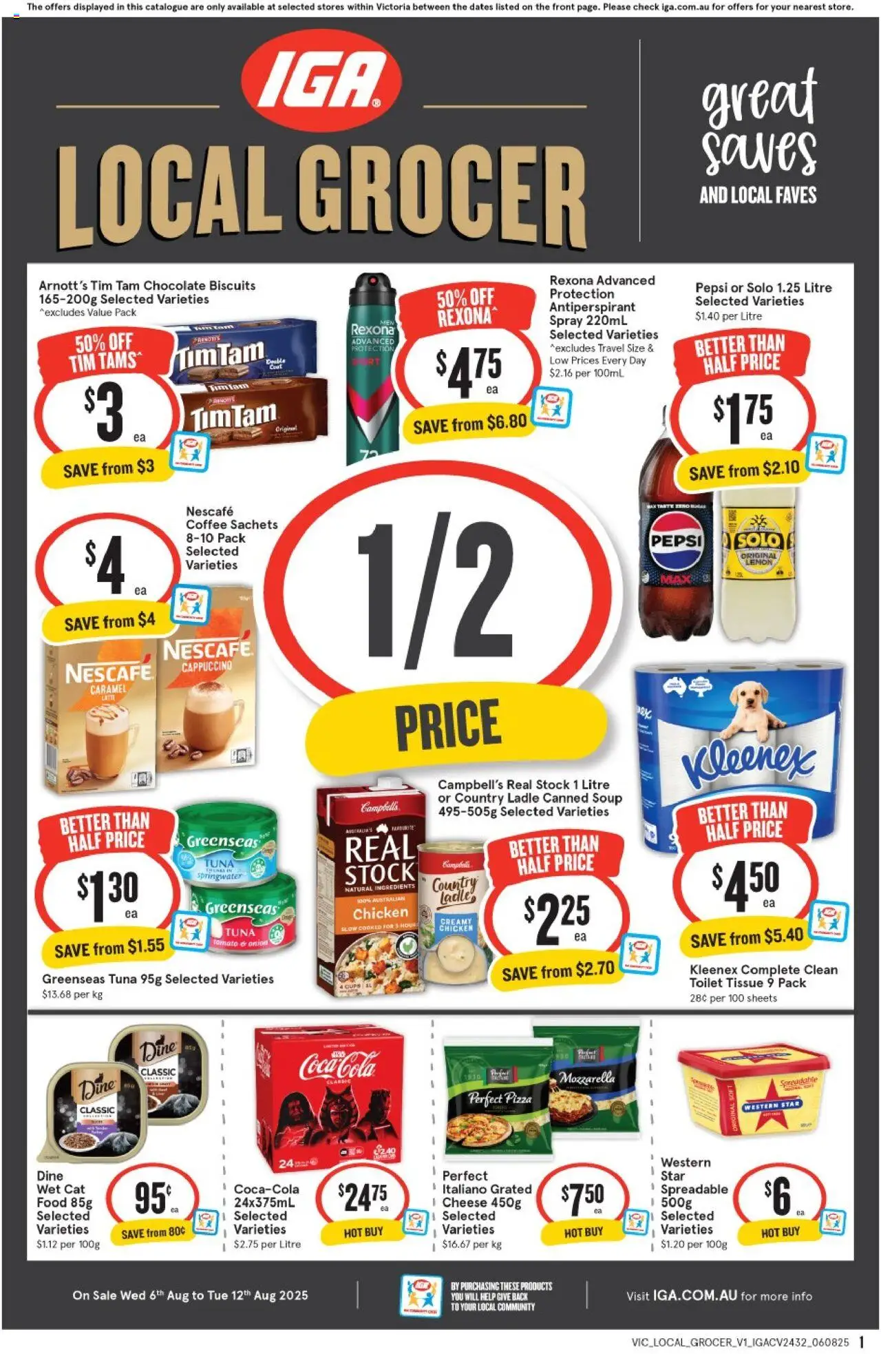 IGA catalogue - valid from 06.08.2025 | Page: 1 | Products: Cups, Chocolate, Pepsi, Nescafe