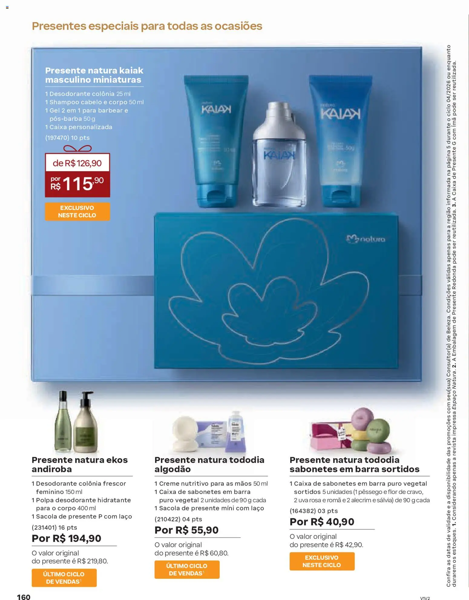 Natura Folheto - válido de 19.02.2026 | Página: 160 | Produtos: Desodorante, Caixa, Creme, Algodão