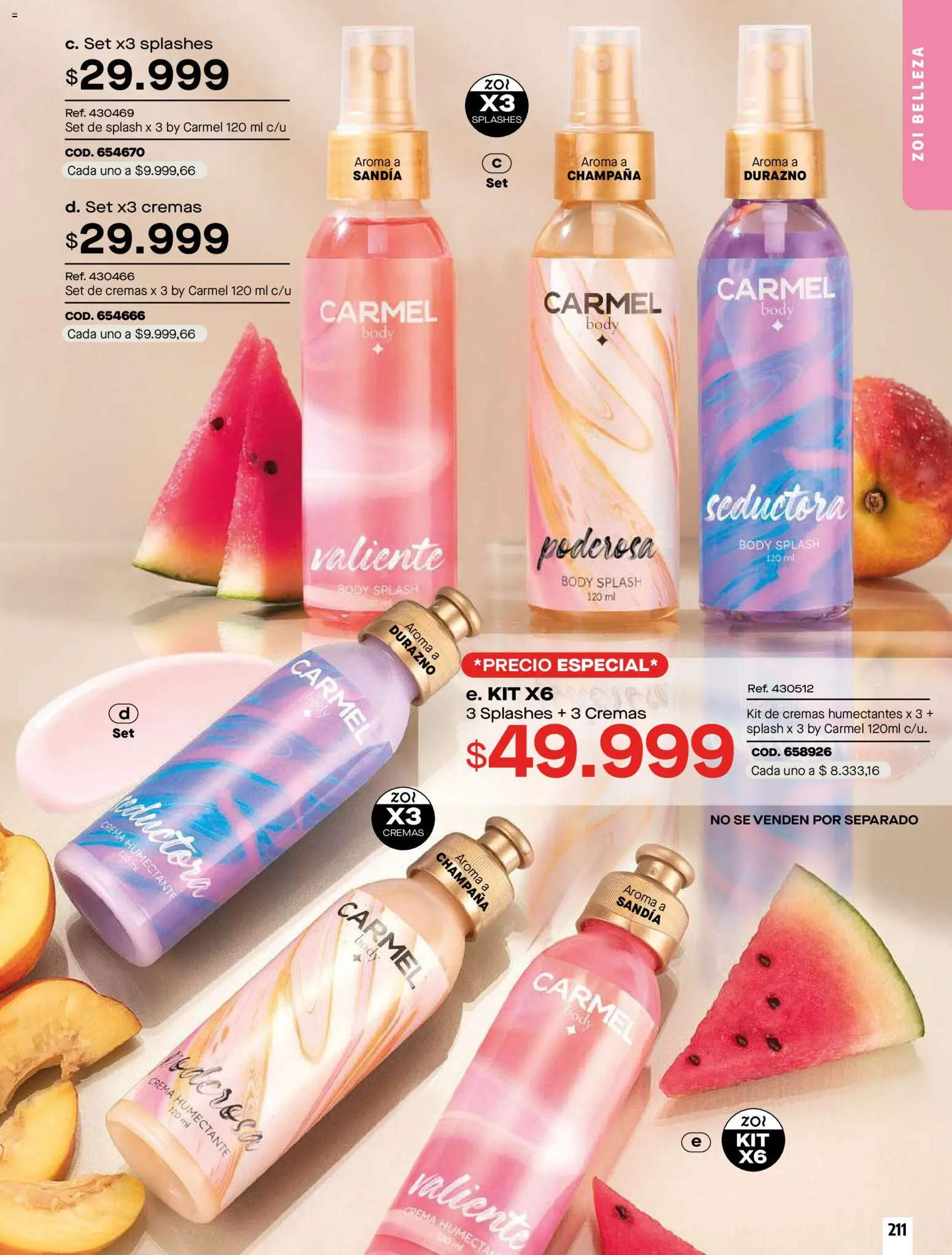 Carmel revista - valida desde el 01.04.2026 | Página: 211 | Productos: Crema, Body, Champaña, Durazno