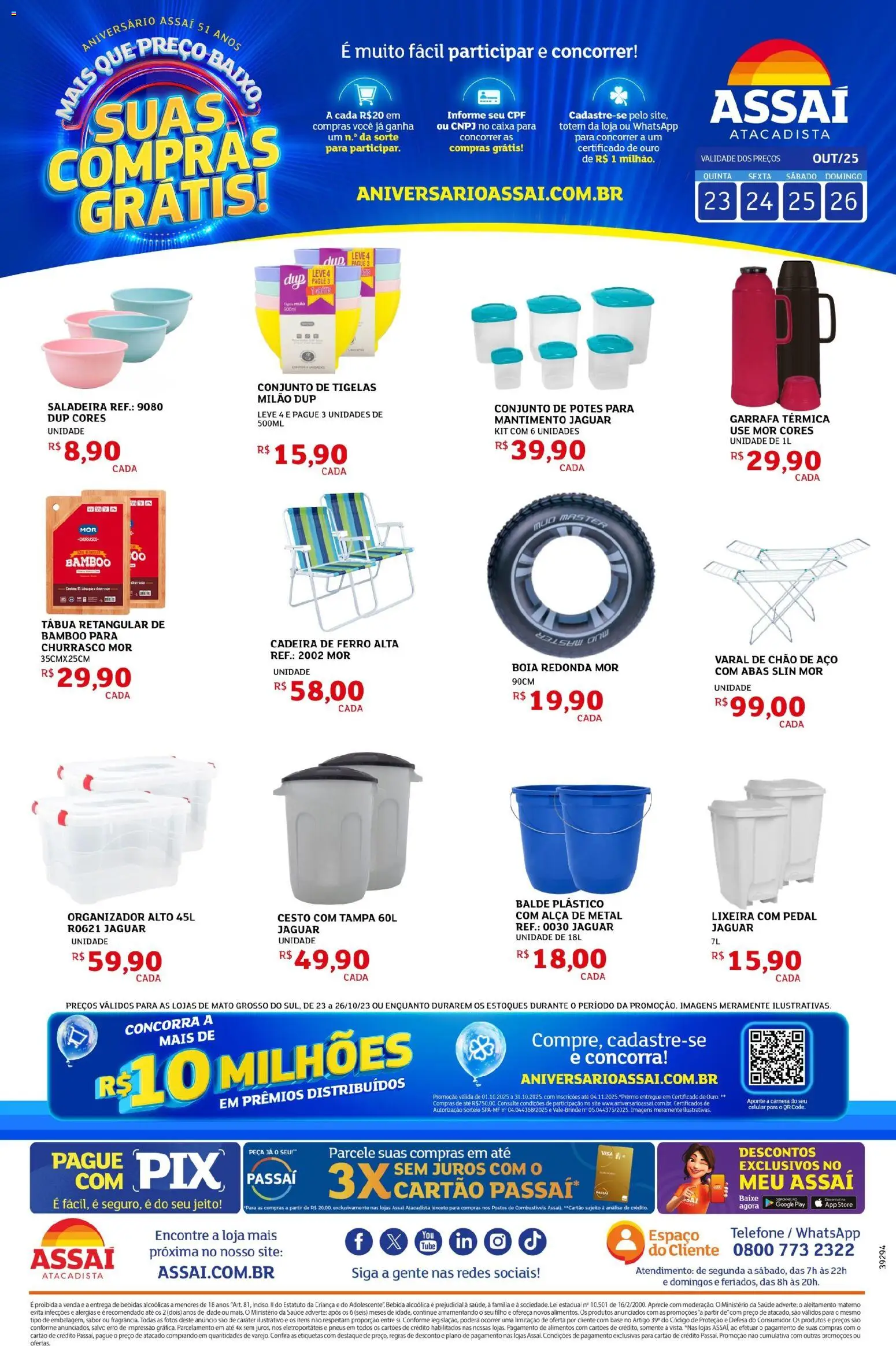 Assaí Atacadista Folheto - válido de 23.10.2025 | Página: 1 | Produtos: Ferro, Lixeira, Base, Tábua