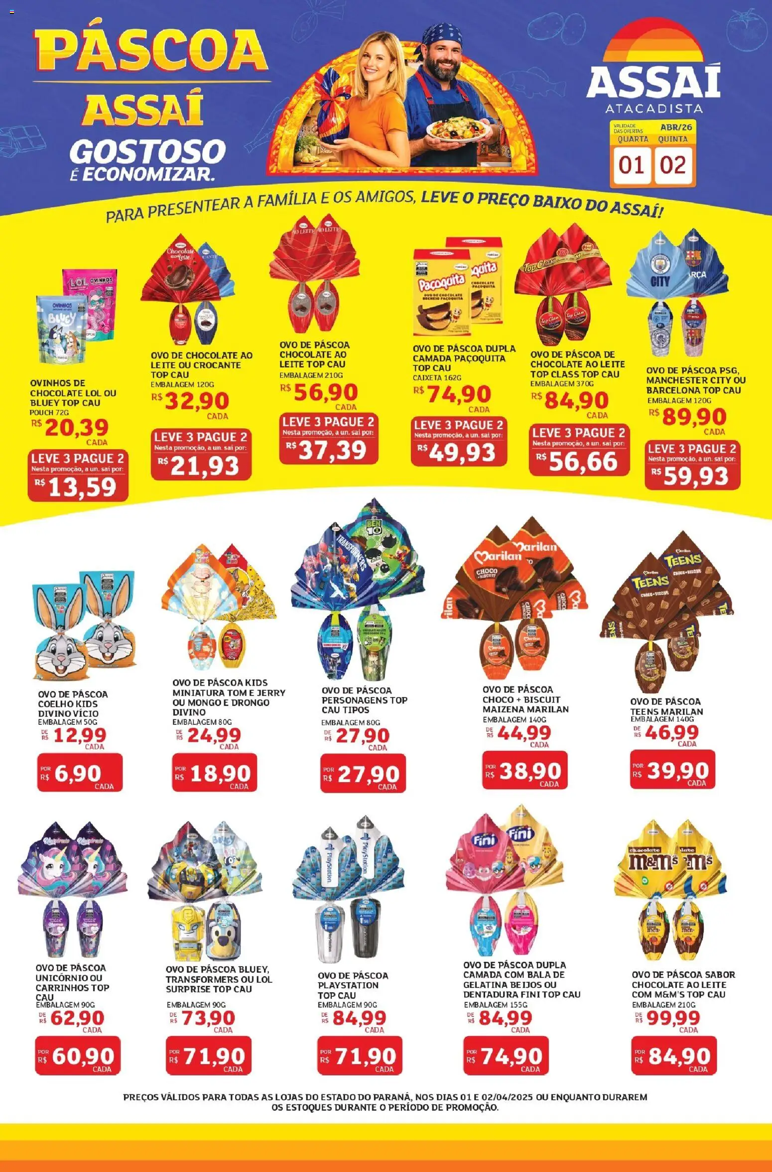 Assaí Atacadista Folheto - válido de 01.04.2026 | Página: 1 | Produtos: Ovo de páscoa, Chocolate, Baixo, Gelatina