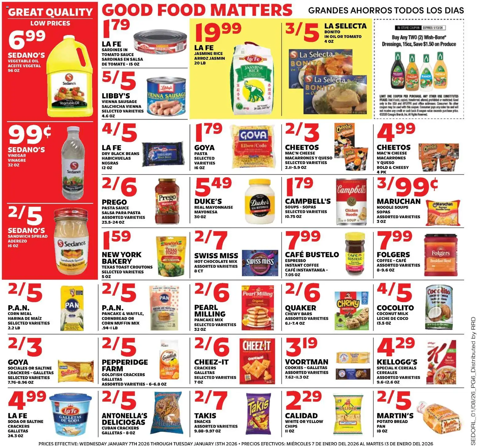 Sedano's Weekly Ad - valid from 07.01.2026 | Page: 6 | Products: Vinegar, Bread, Chocolate, Sauce