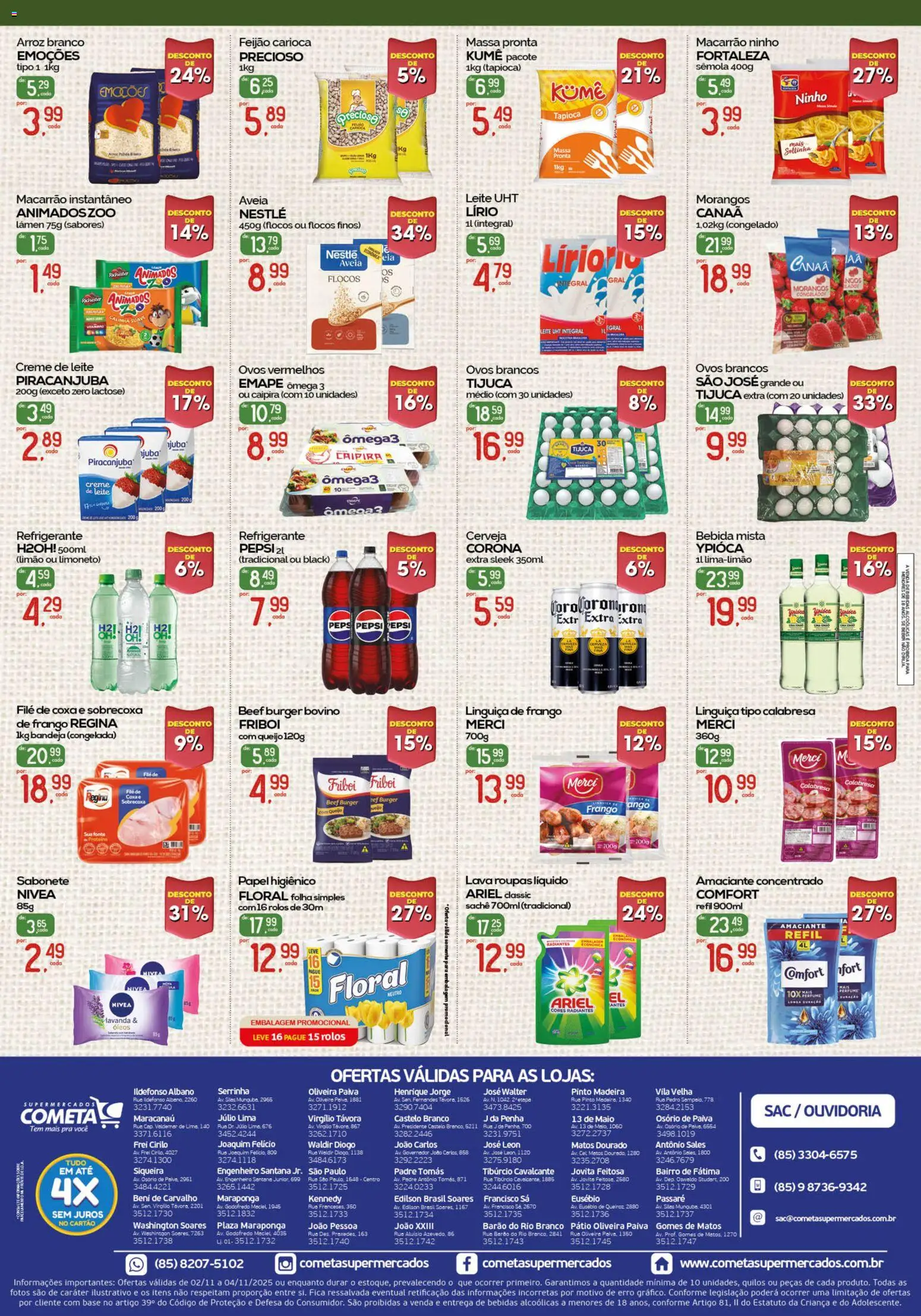 Cometa Supermercados Folheto - válido de 02.11.2025 | Página: 2 | Produtos: Maiô, Bebida, Bandeja, Amaciante