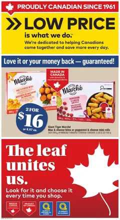 Preview of Giant Tiger Marché Mac & cheese bites, Crispy breaded macaroni & cheese bites made with a blend of pizza mozzarella cheese, mascarpone and cheddar cheese, 360-390 g from shop Giant Tiger valid from 04.02.2026 | Page: 6 | Products: Cheese, Pants, Pizza