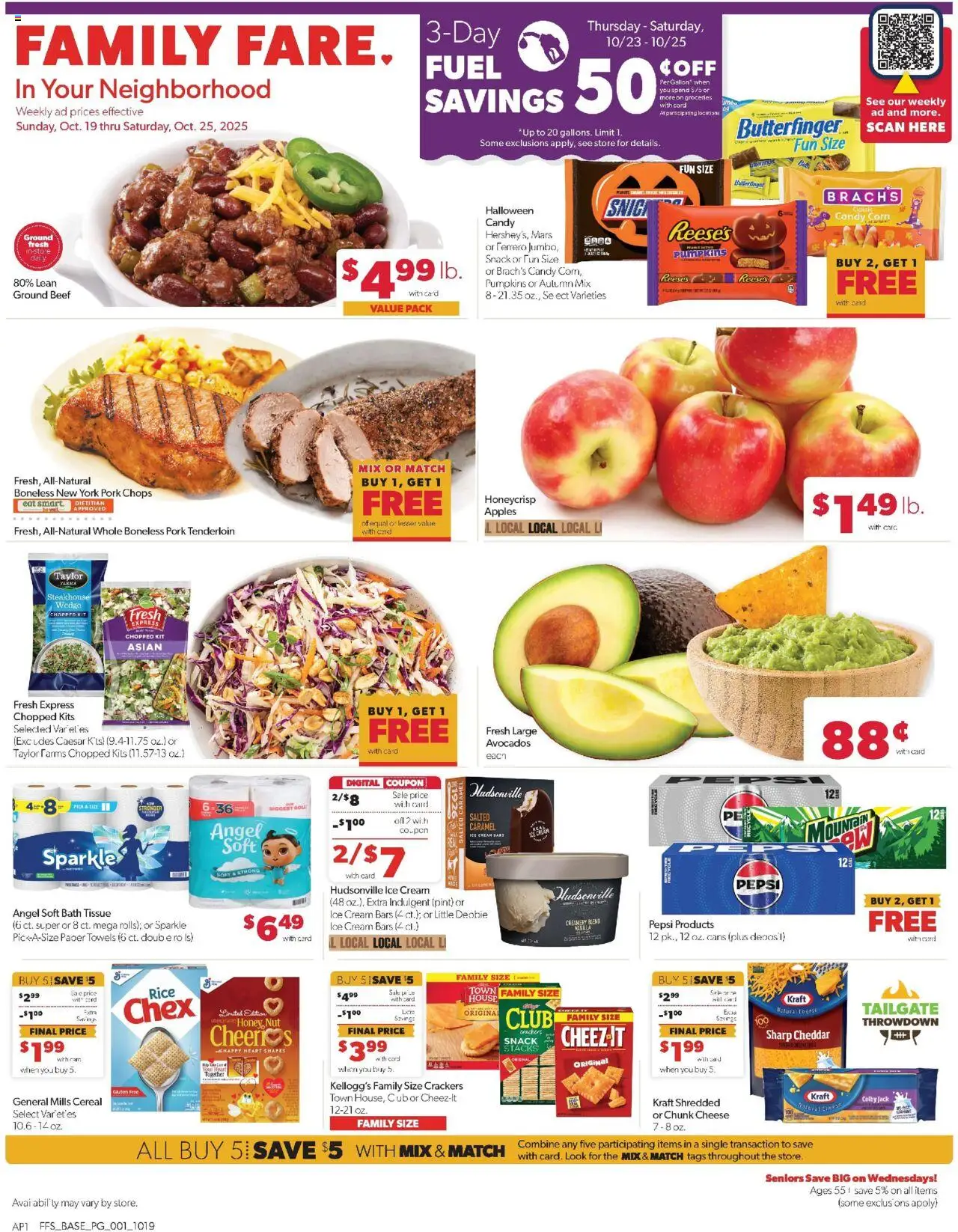 Family Fare Weekly Ad - valid from 19.10.2025 | Page: 1 | Products: Cheese, Rice, Beef, Cream