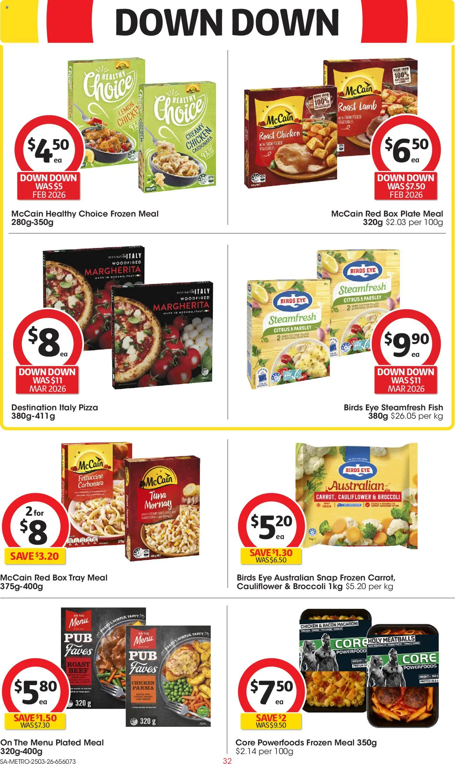 Coles catalogue - valid from 25.03.2026 | Page: 32 | Products: Bacon, Fish, Cauliflower, Weight