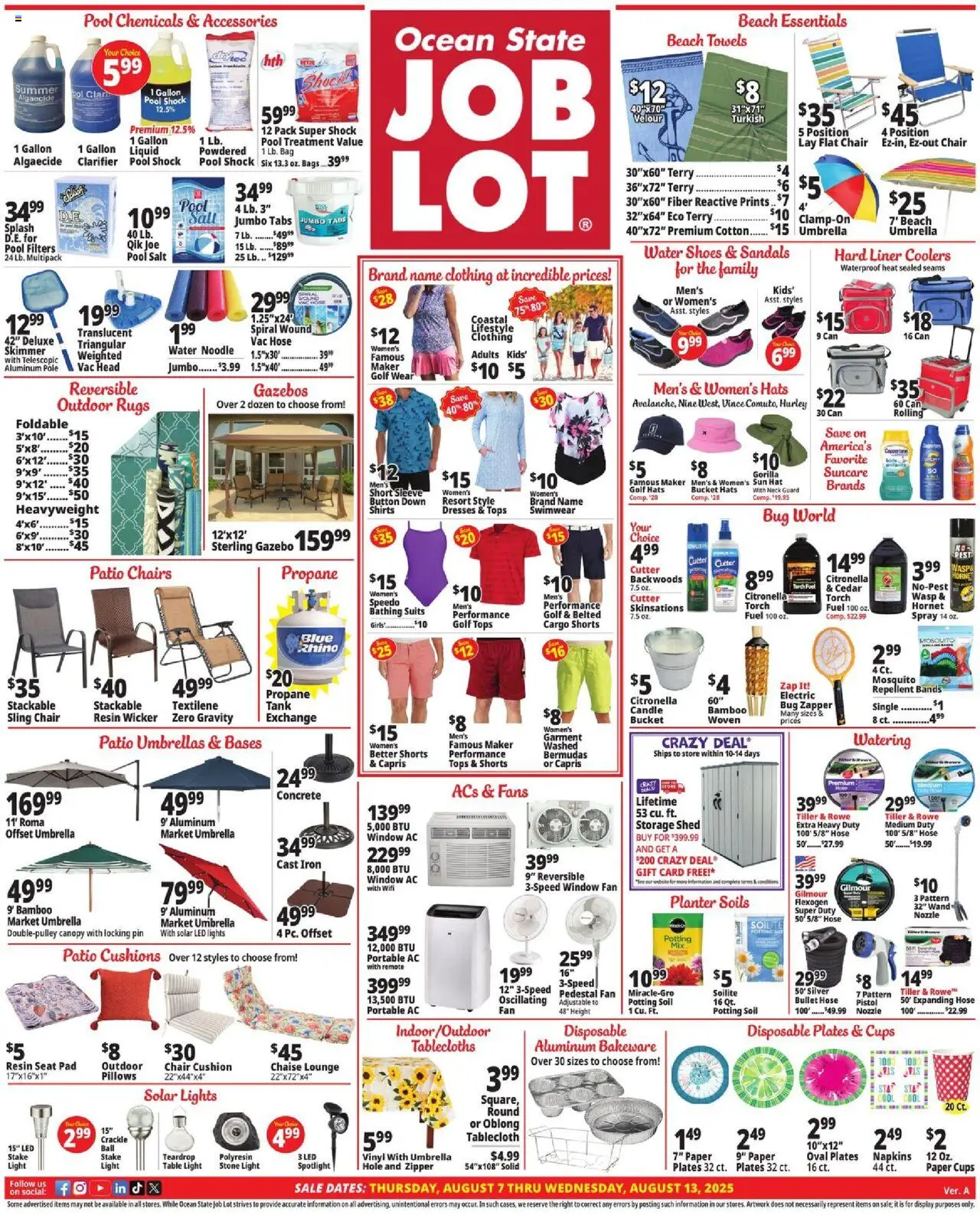 Ocean State Job Lot Weekly Ad - valid from 07.08.2025 | Page: 1 | Products: Table, Chair, Umbrella, Shock