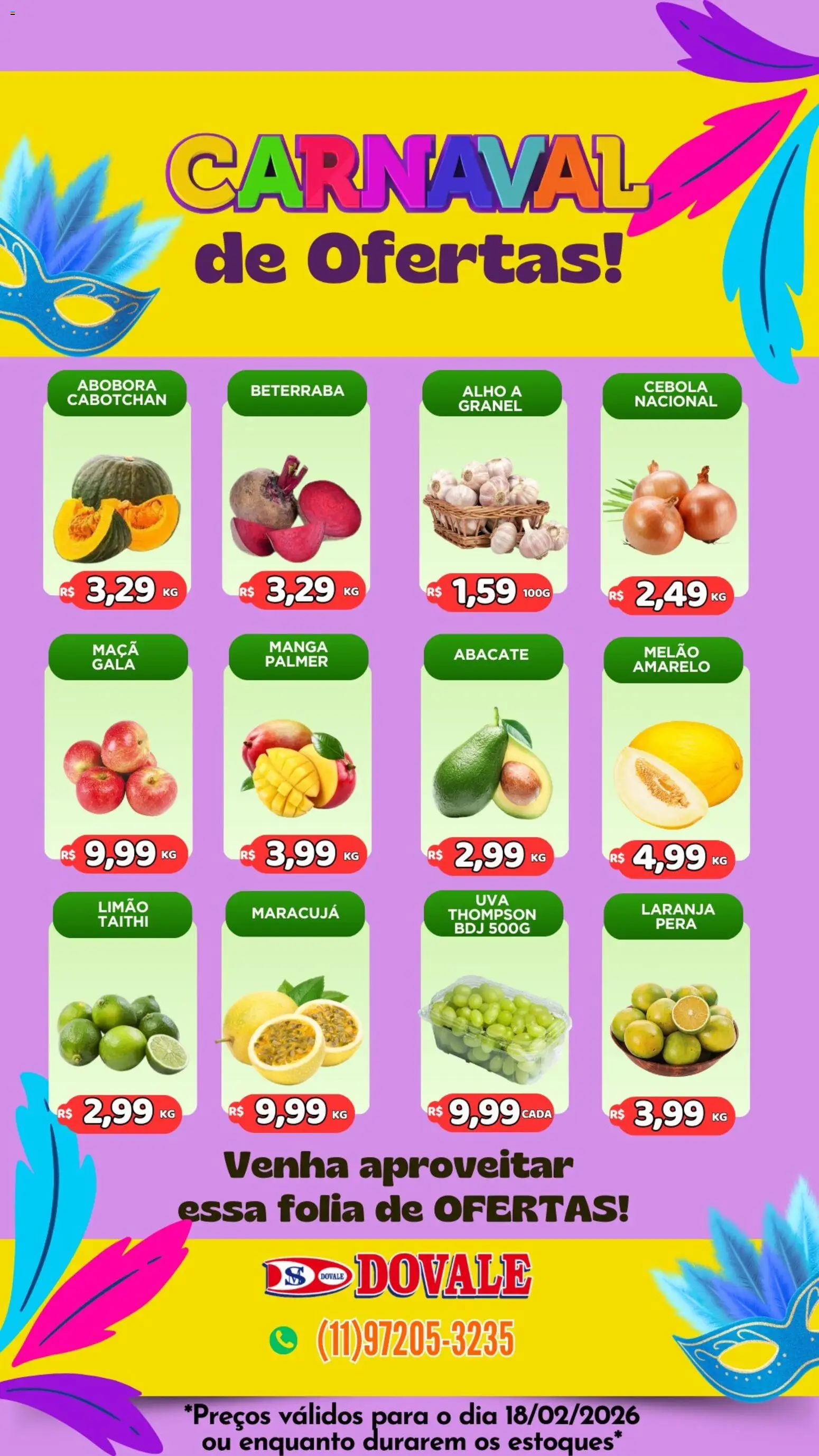 Dovale Folheto - válido de 18.02.2026 | Página: 1 | Produtos: Pera, Abóbora, Alho, Cebola