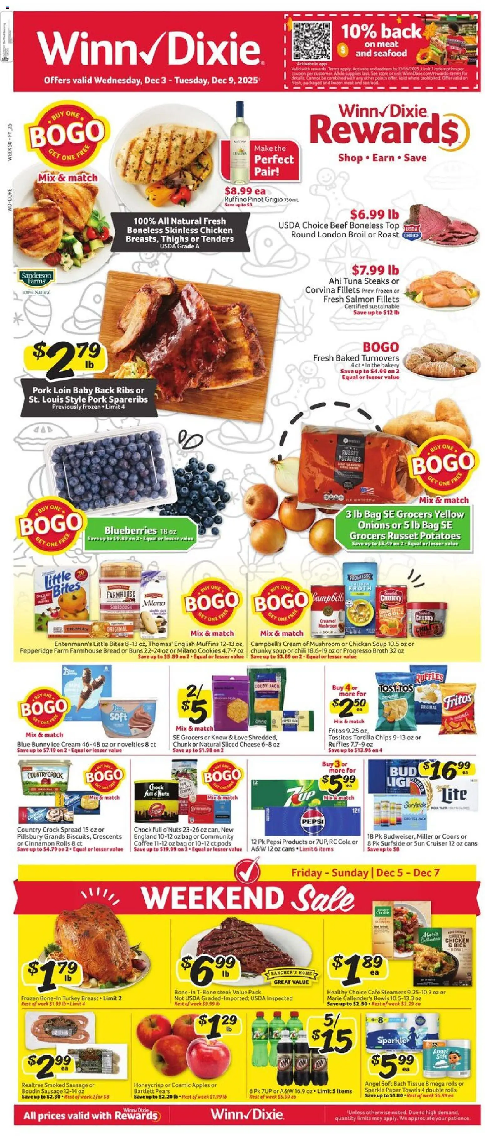 Winn Dixie Weekly Circular - FL - valid from 03.12.2025 | Page: 1 | Products: Bread, Chips, Potatoes, Sausage