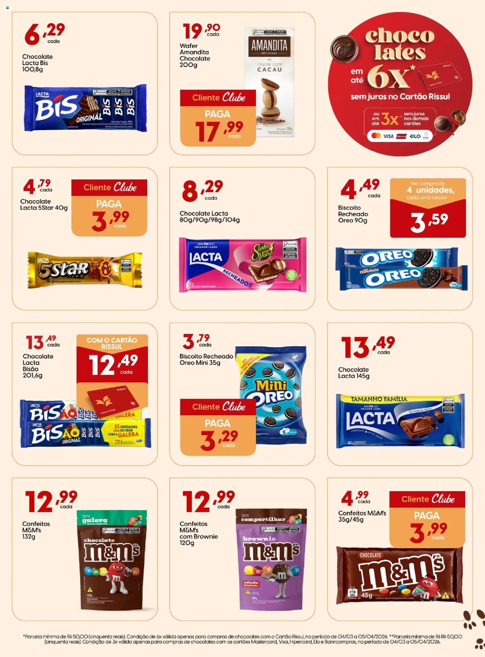 Rissul Folheto - válido de 06.03.2026 | Página: 3 | Produtos: Leite, Chocolate, Açúcar, Biscoito recheado