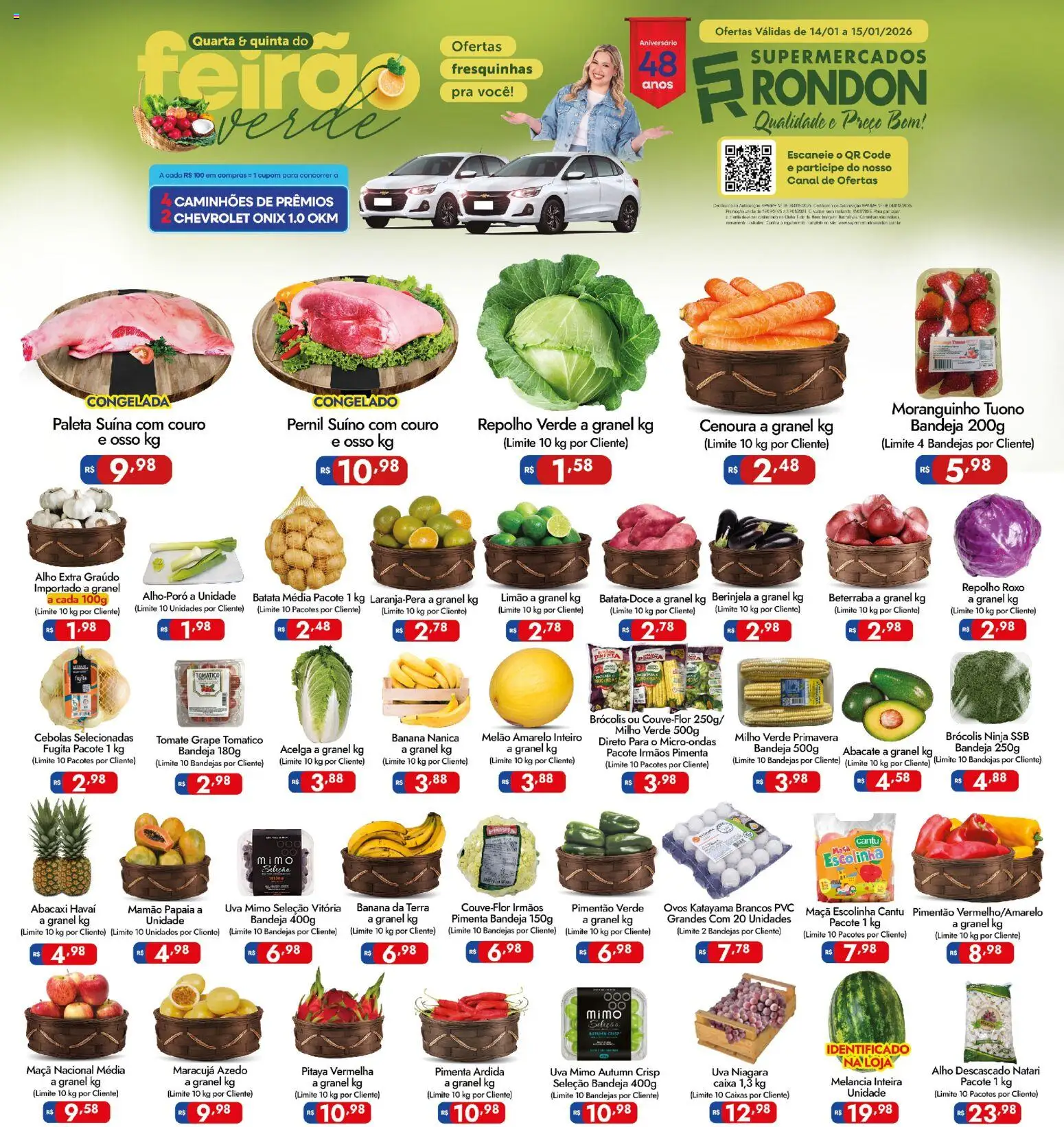 Supermercados Rondon Folheto - válido de 14.01.2026 | Página: 1 | Produtos: Melancia, Alho, Pimentão, Ovos