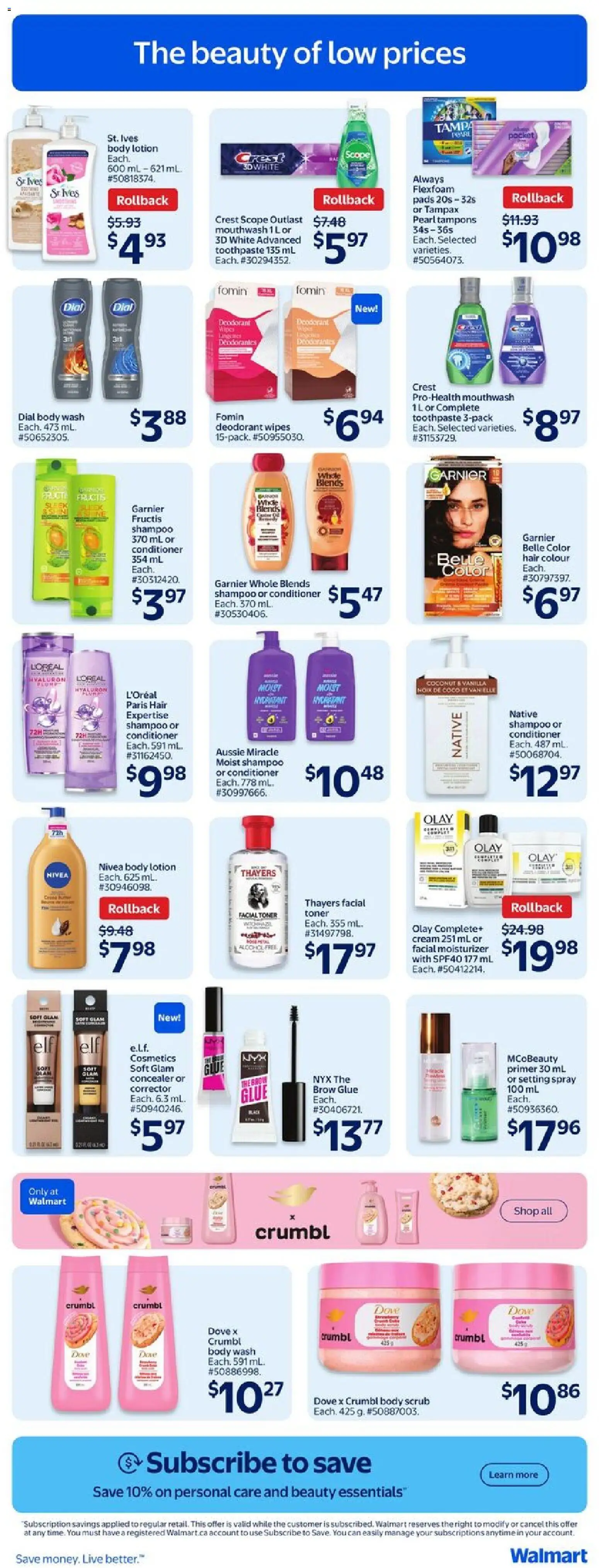 Walmart flyer valid from 12.02.2026 | Page: 24 | Products: Toner, Concealer, Toothpaste, Mouthwash