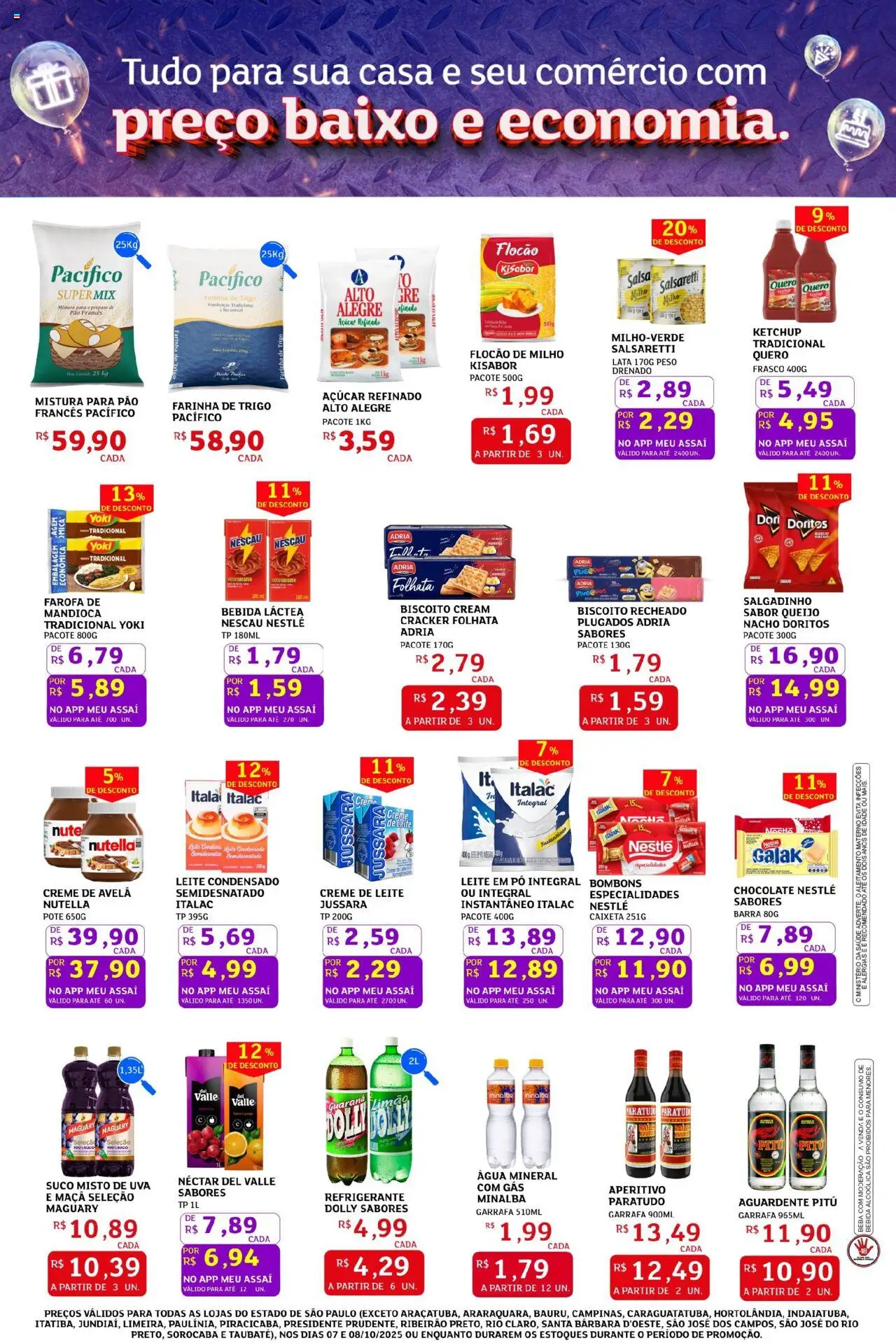 Assaí Atacadista Folheto - válido de 07.10.2025 | Página: 2 | Produtos: Chocolate, Biscoito recheado, Leite condensado, Avelã